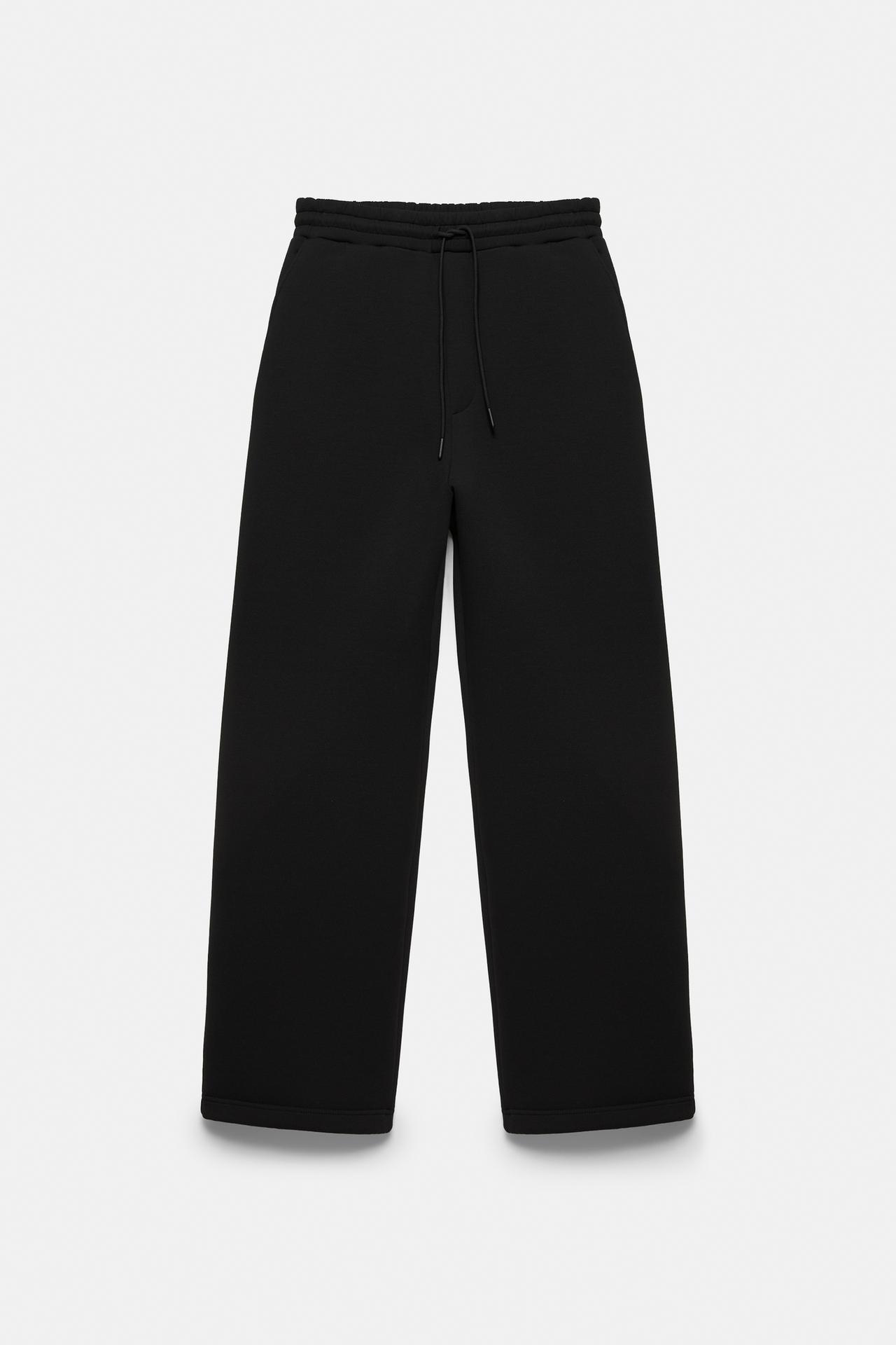 Neoprene-effect baggy trousers — Black