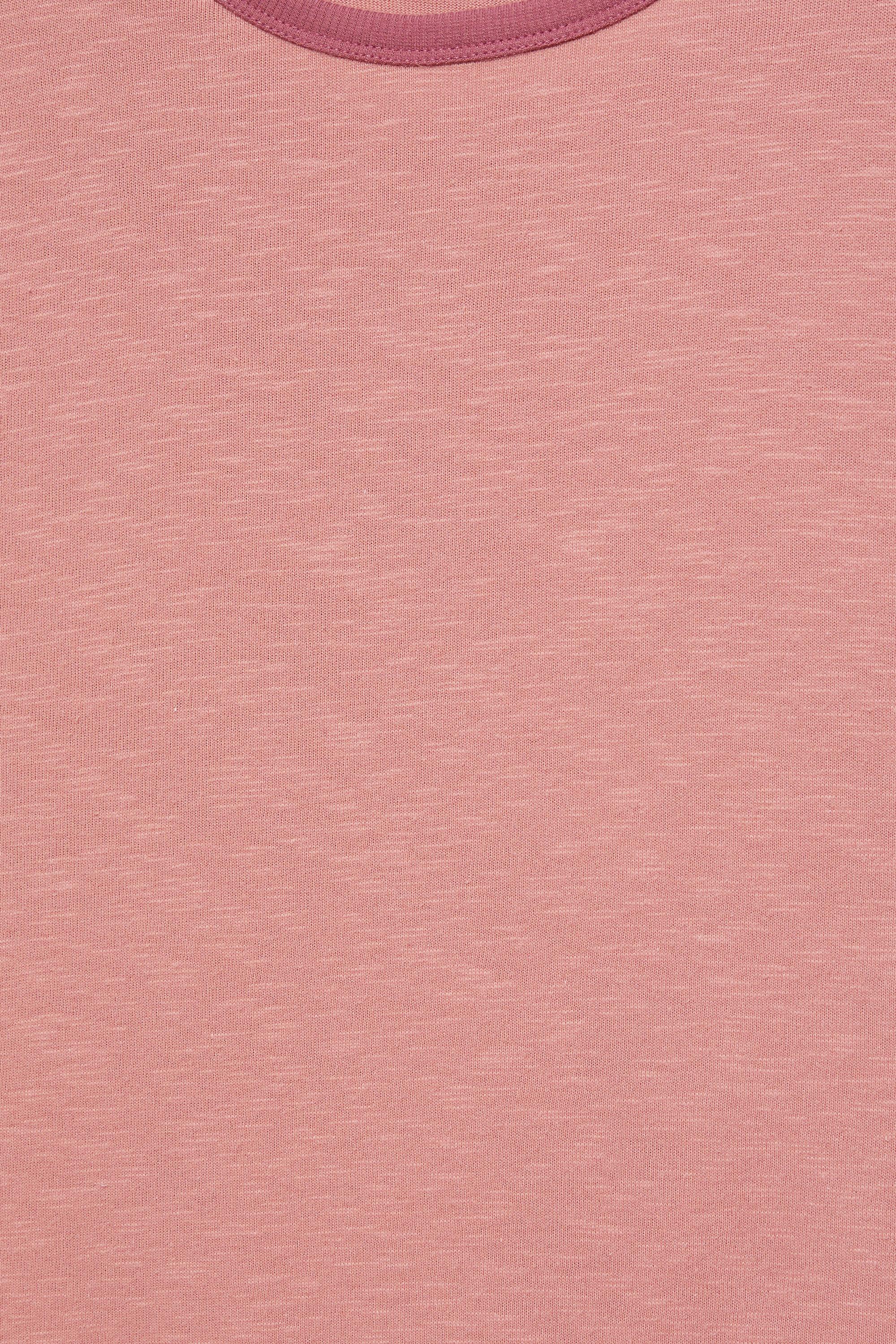 Contrast ribbed T-shirt — Pink