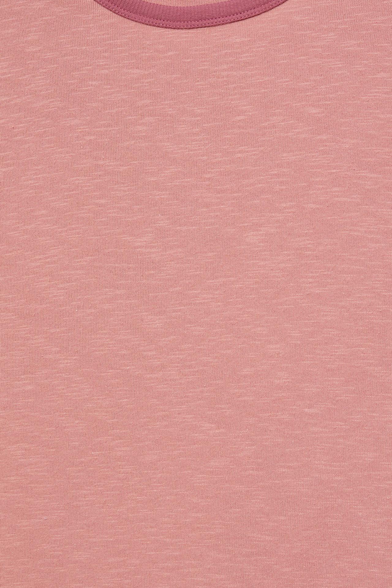 Contrast ribbed T-shirt — Pink