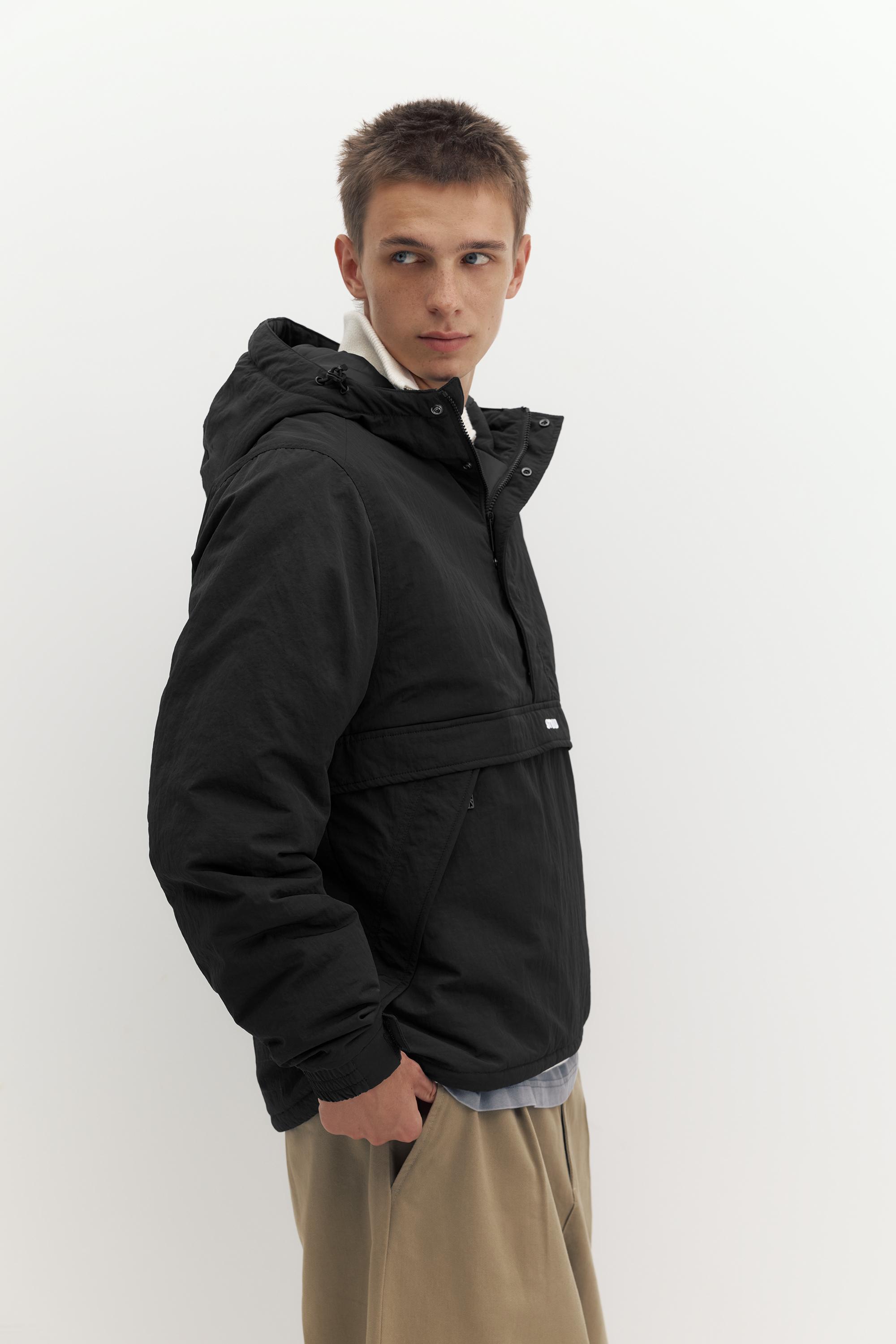 Hooded anorak jacket — Black