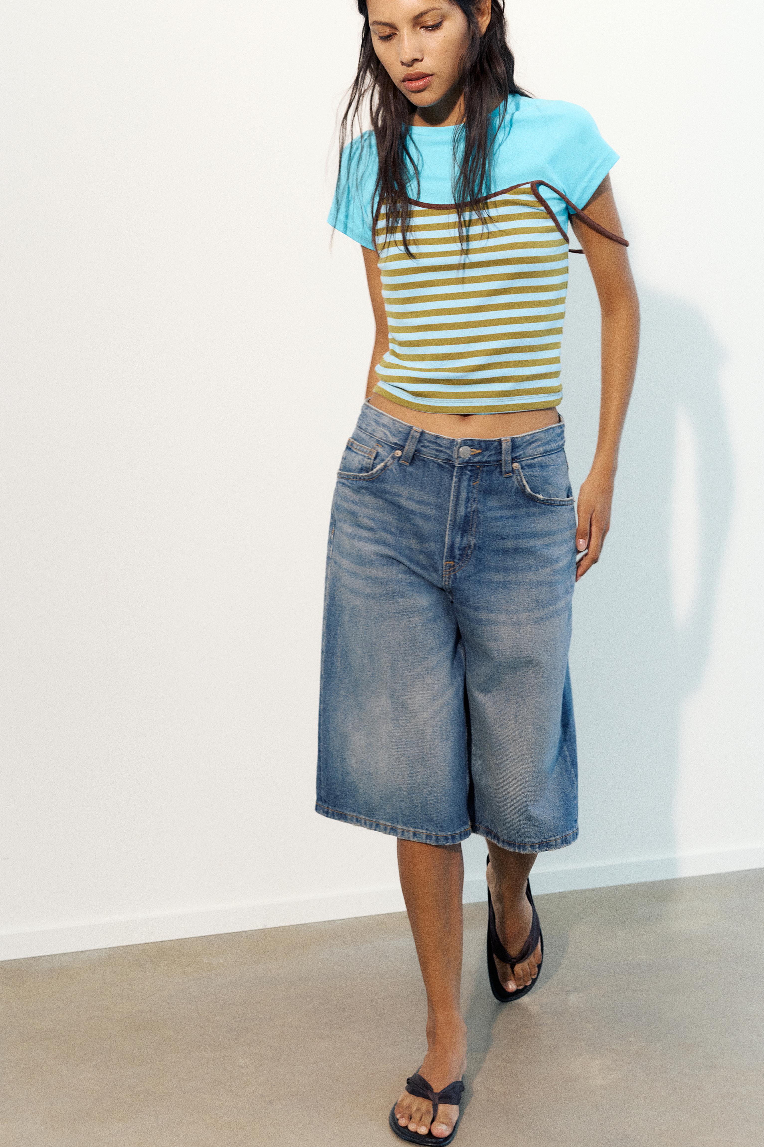 Low-rise denim jorts — Dark blue