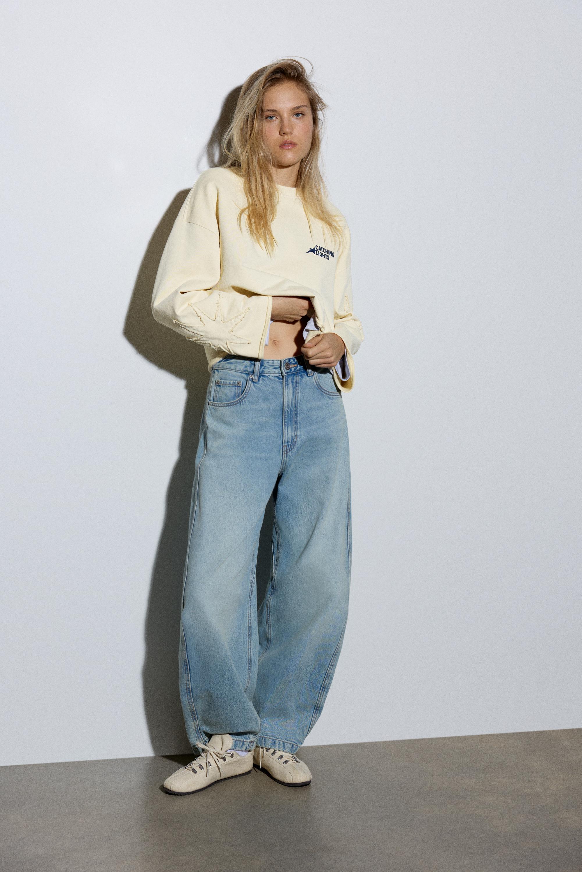 Cropped star graphic sweatshirt — Yellow