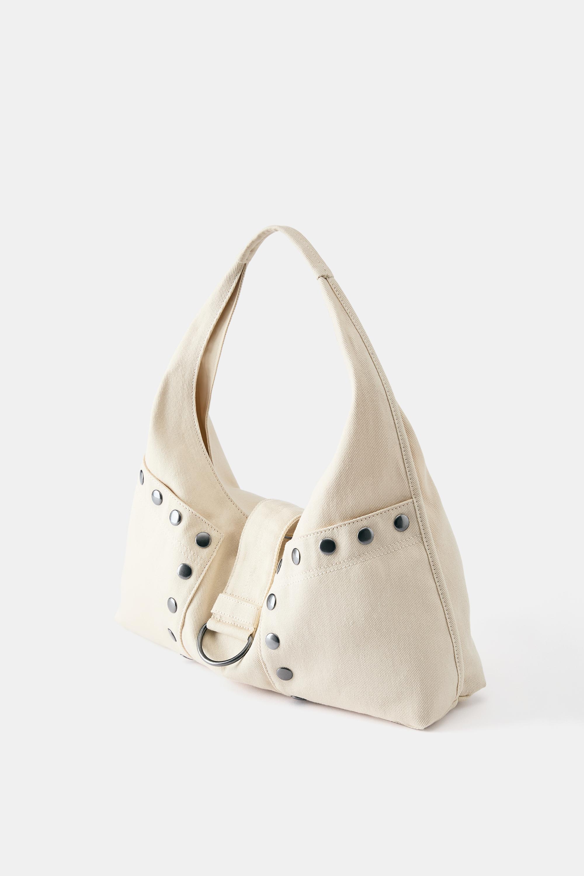 Studded shoulder bag — Ecru