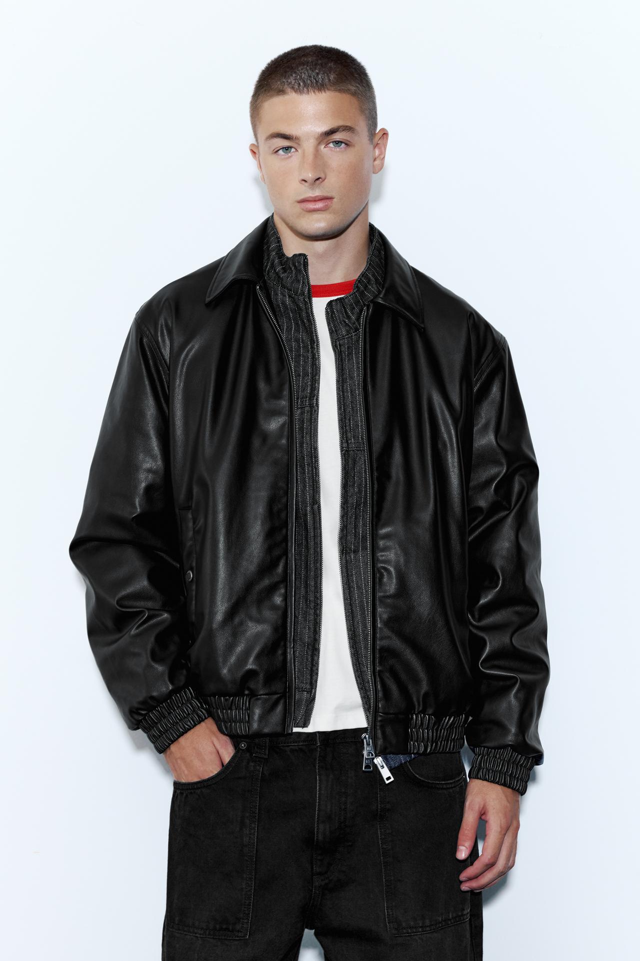 Leather-effect jacket — Black