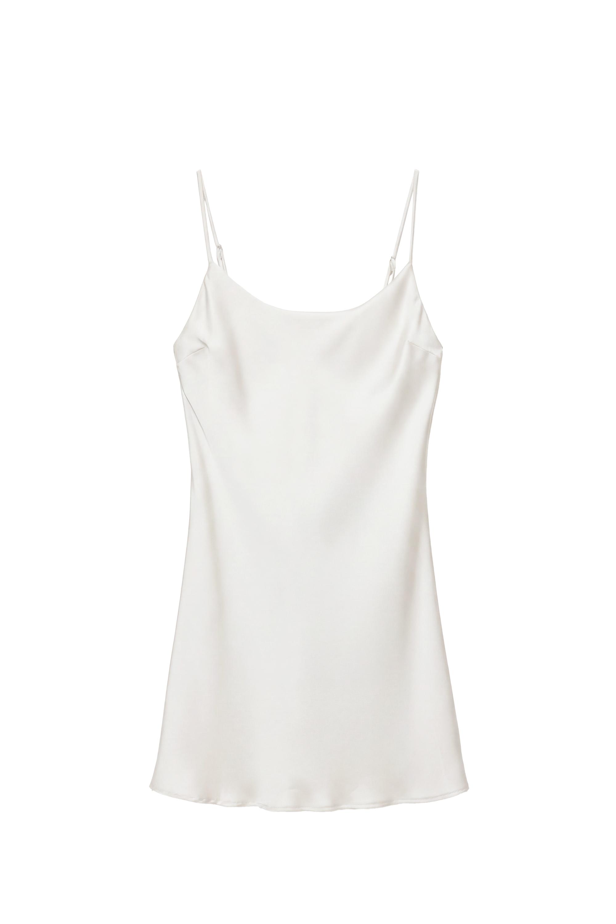Vestido corto tirantes satinado