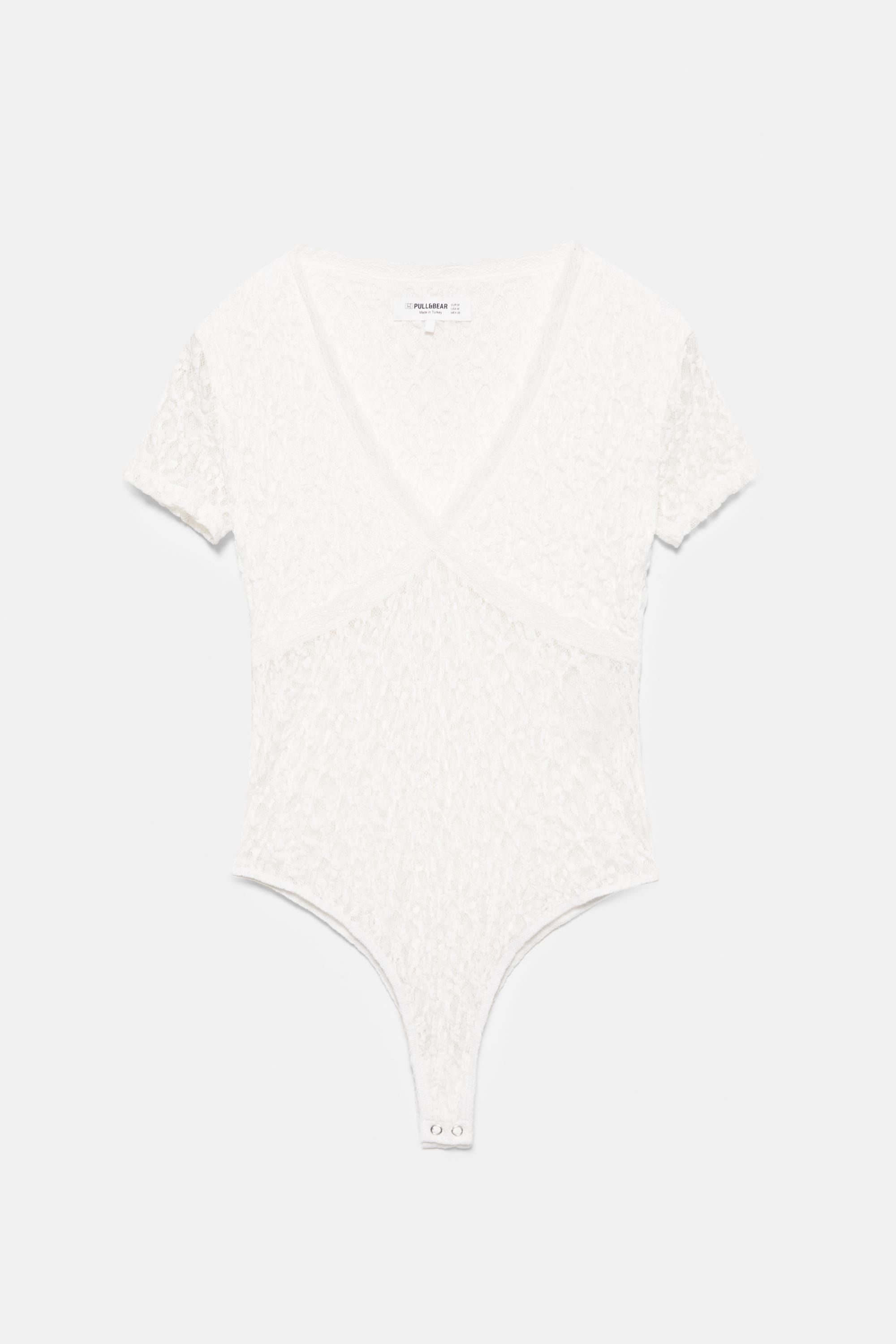 Short sleeve lace bodysuit — Ice