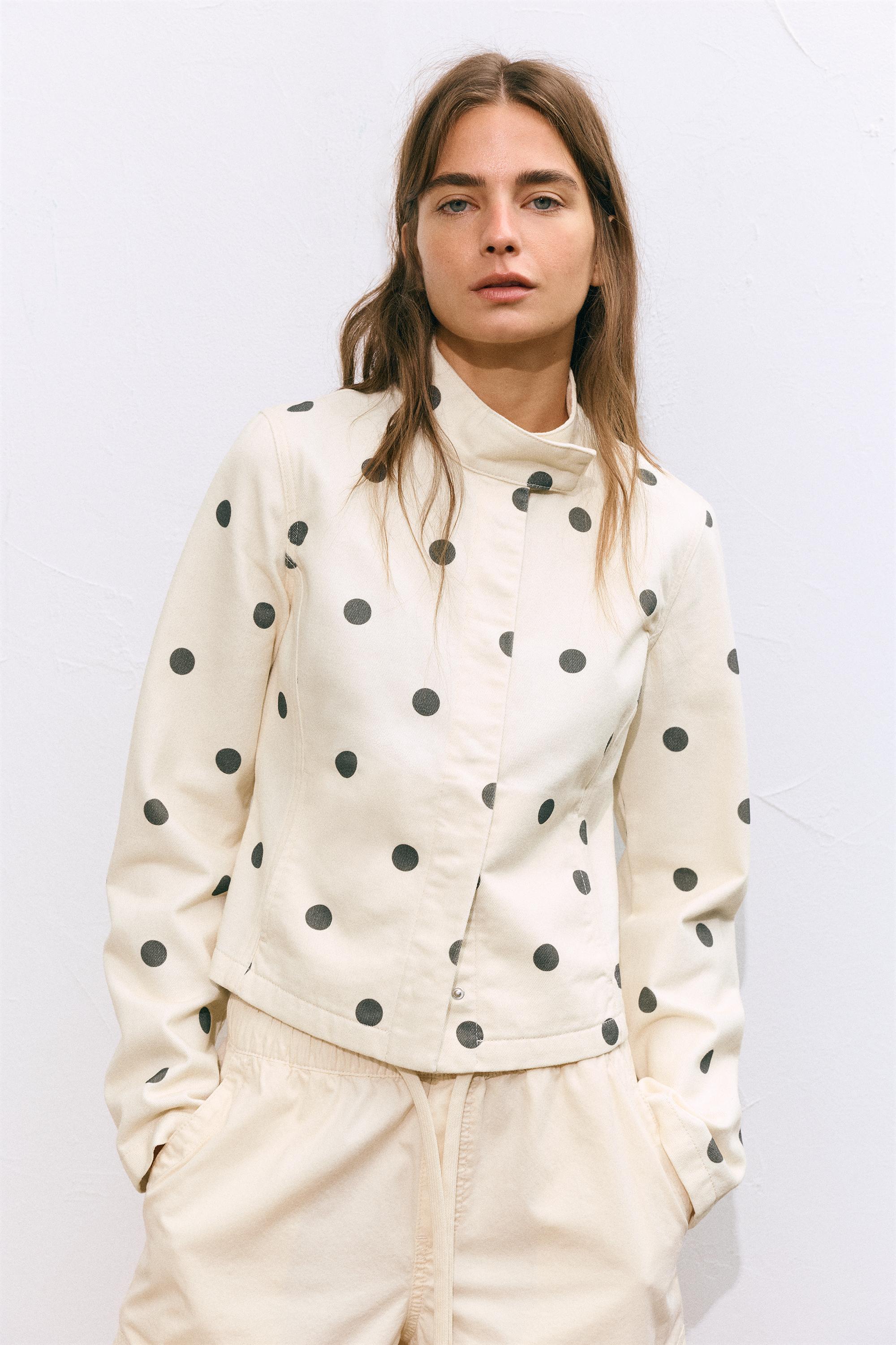 Fitted polka dot jacket — Ecru