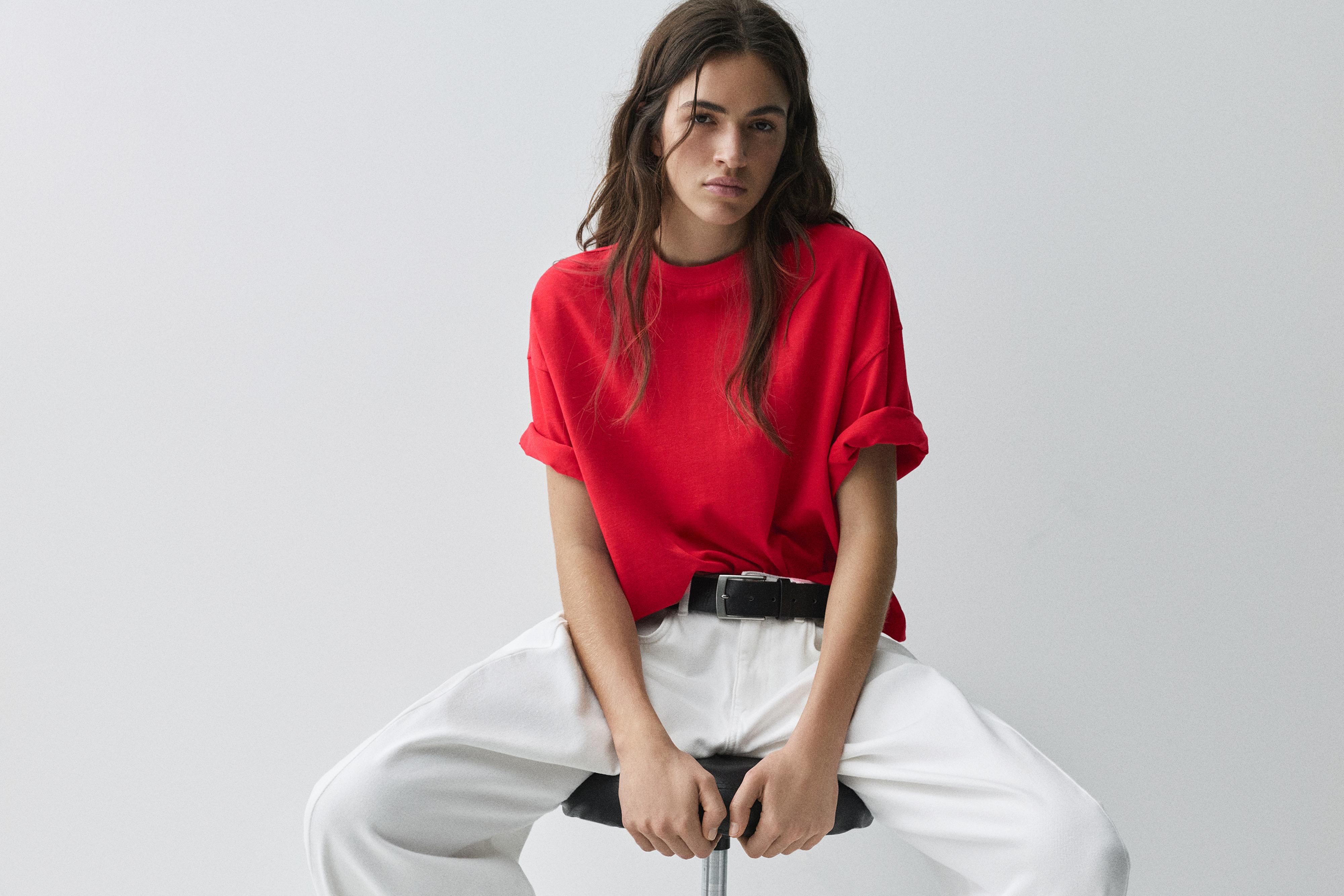 Boxy fit short sleeve T-shirt — Red
