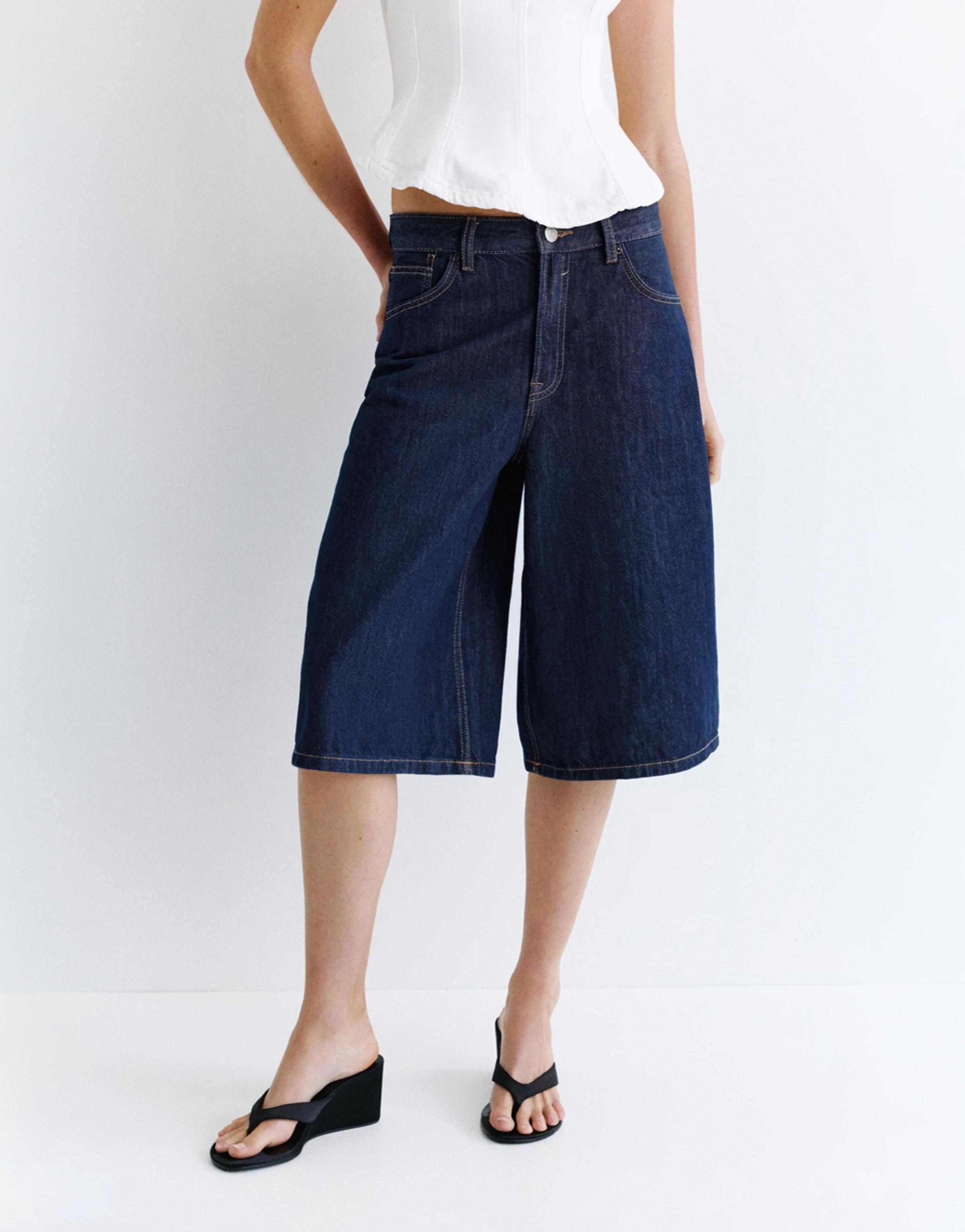 Düşük bel denim şort - Görsel 10