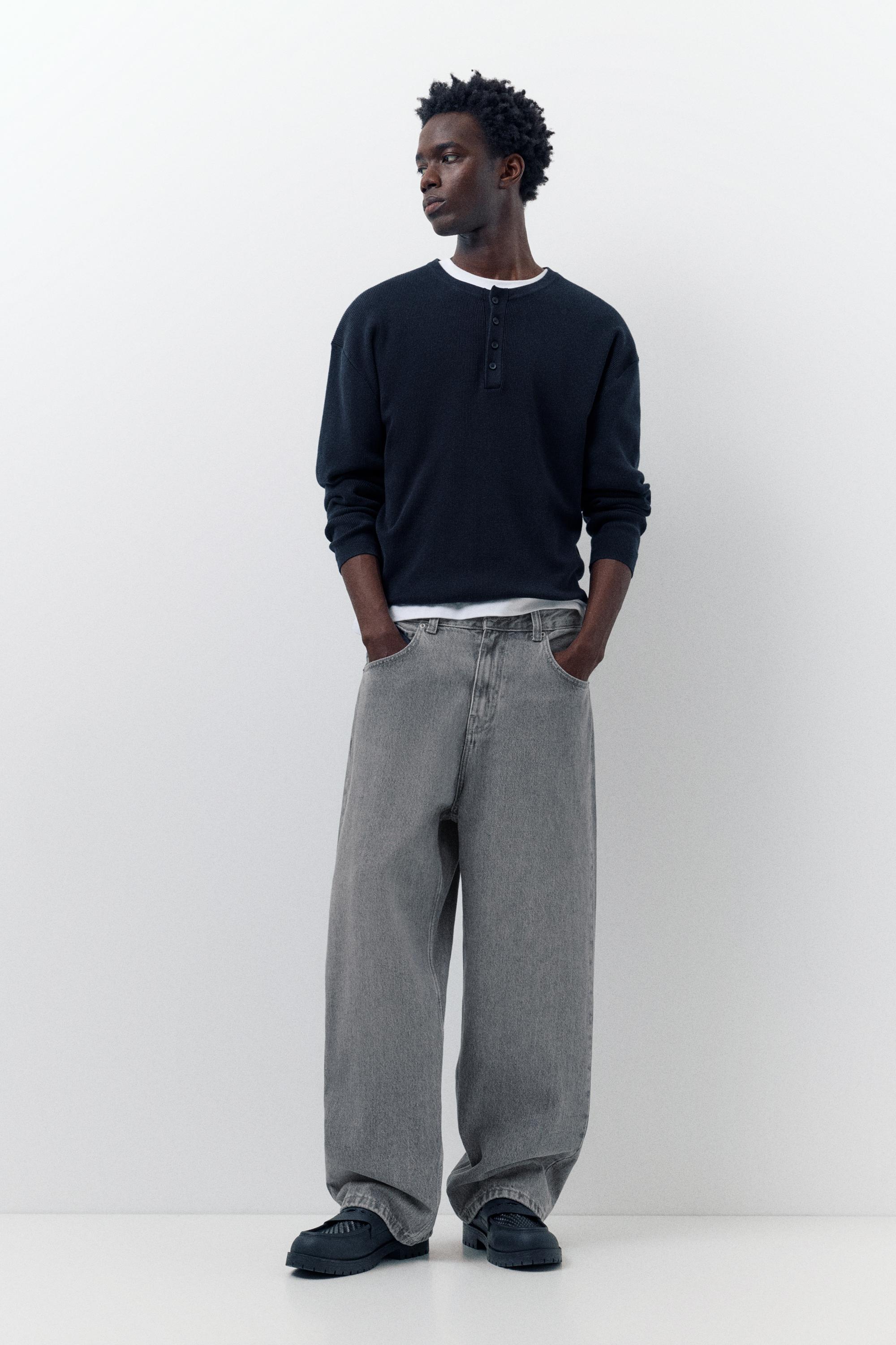 Relaxed fit baggy jeans — Pale grey