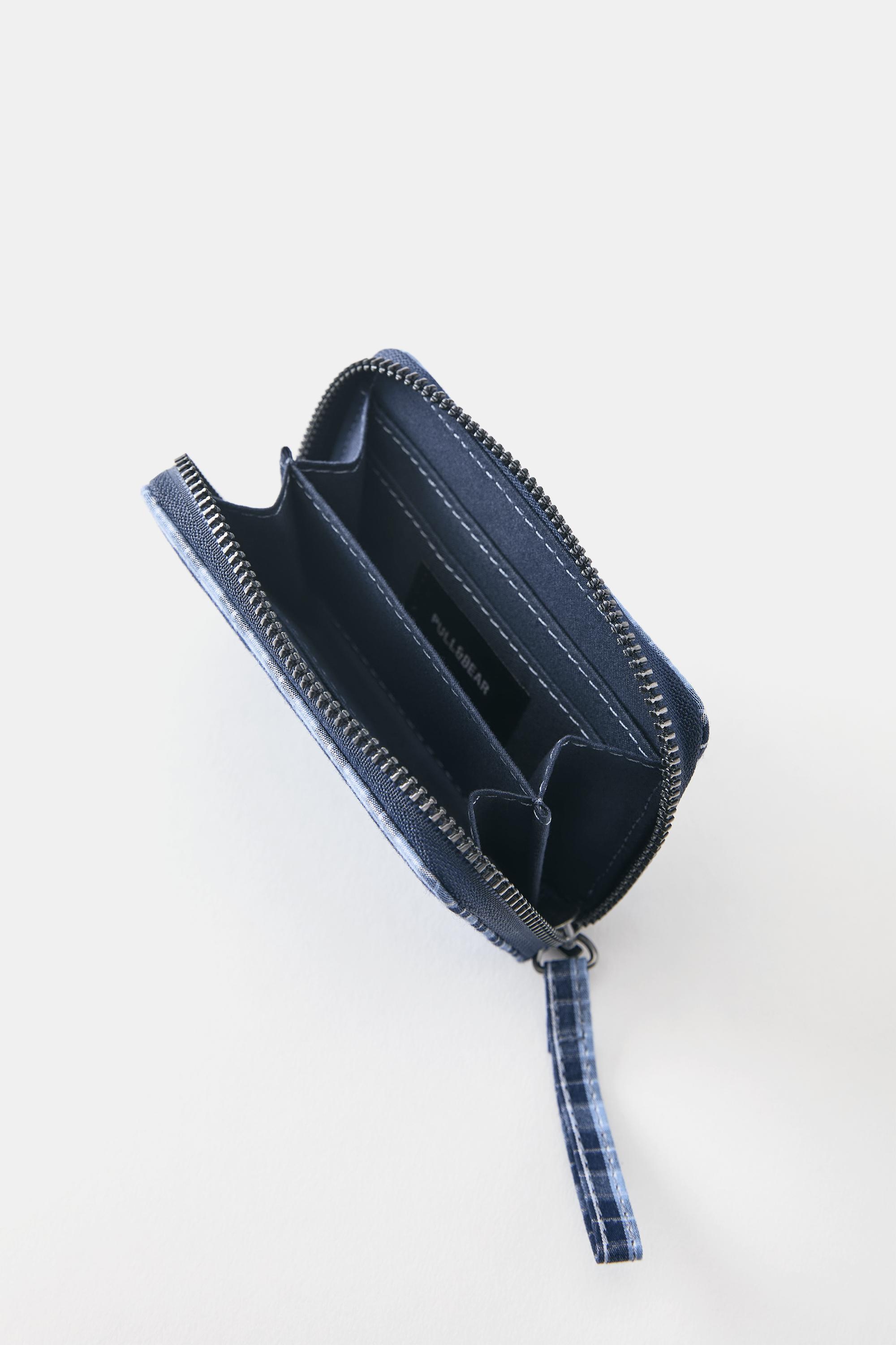 Check coin purse — Blue
