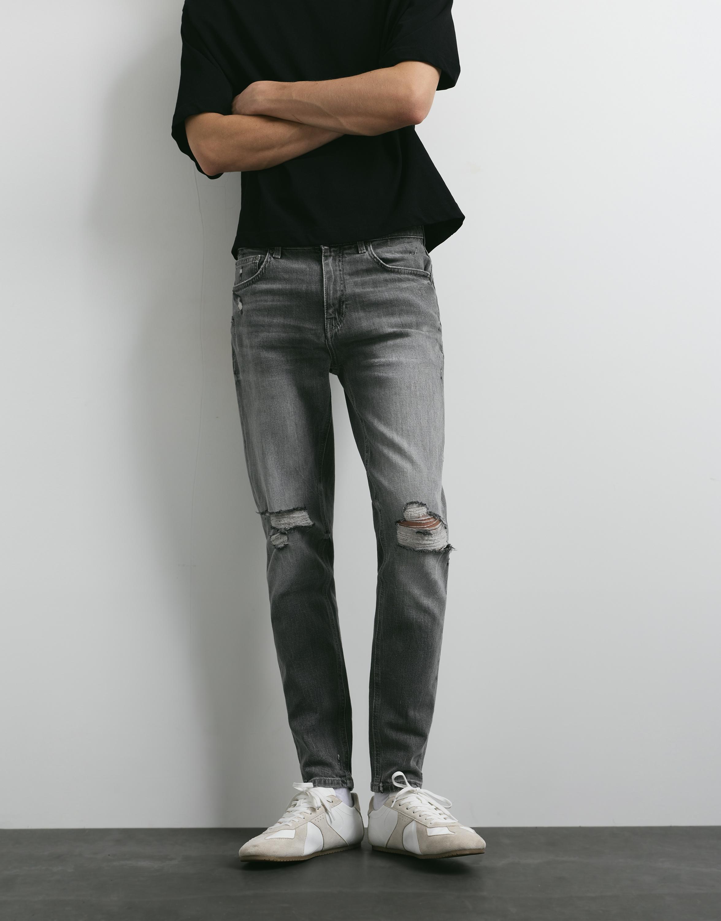 Ripped skinny jeans — Dark grey