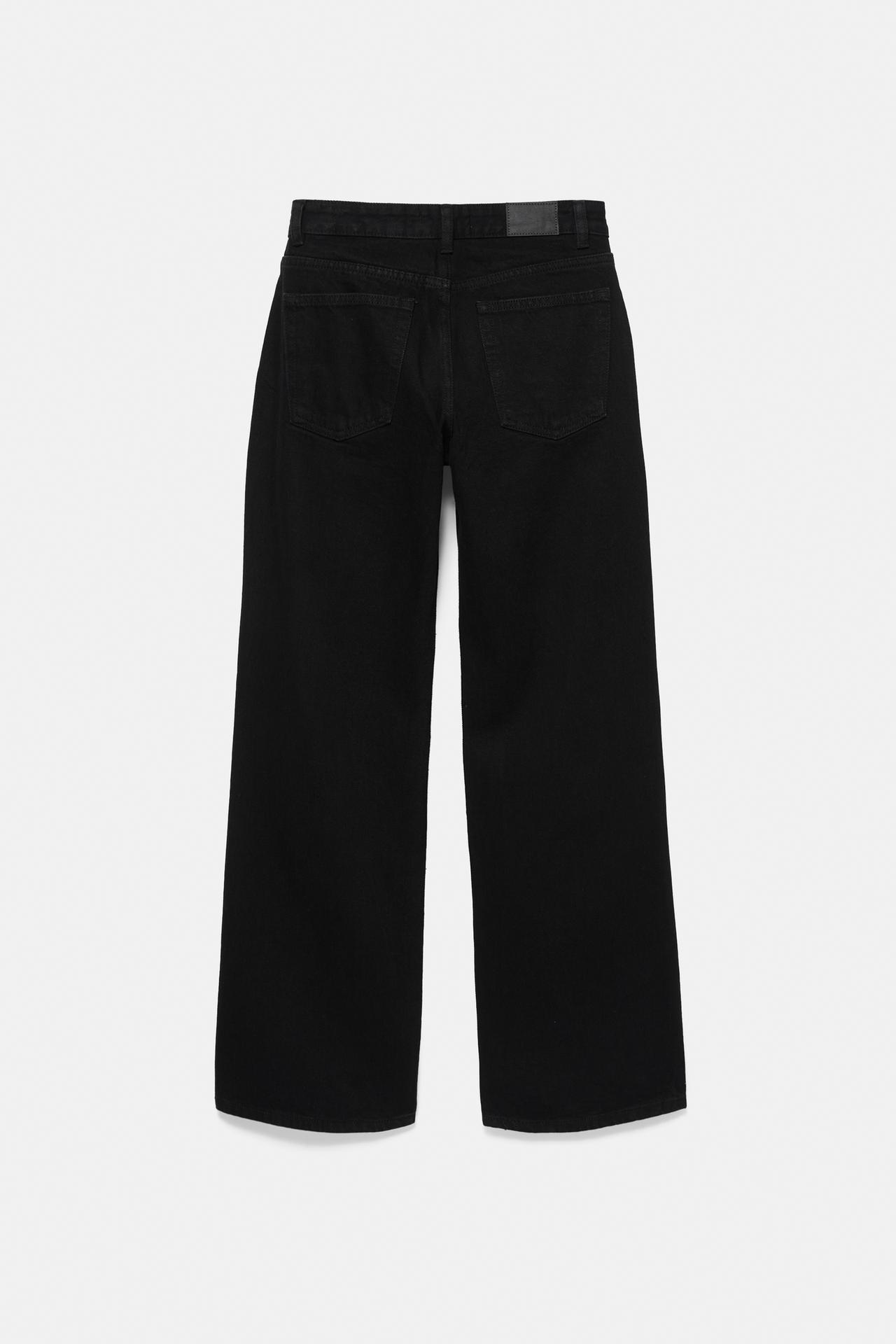 Straight-leg jeans with rhinestones — Black