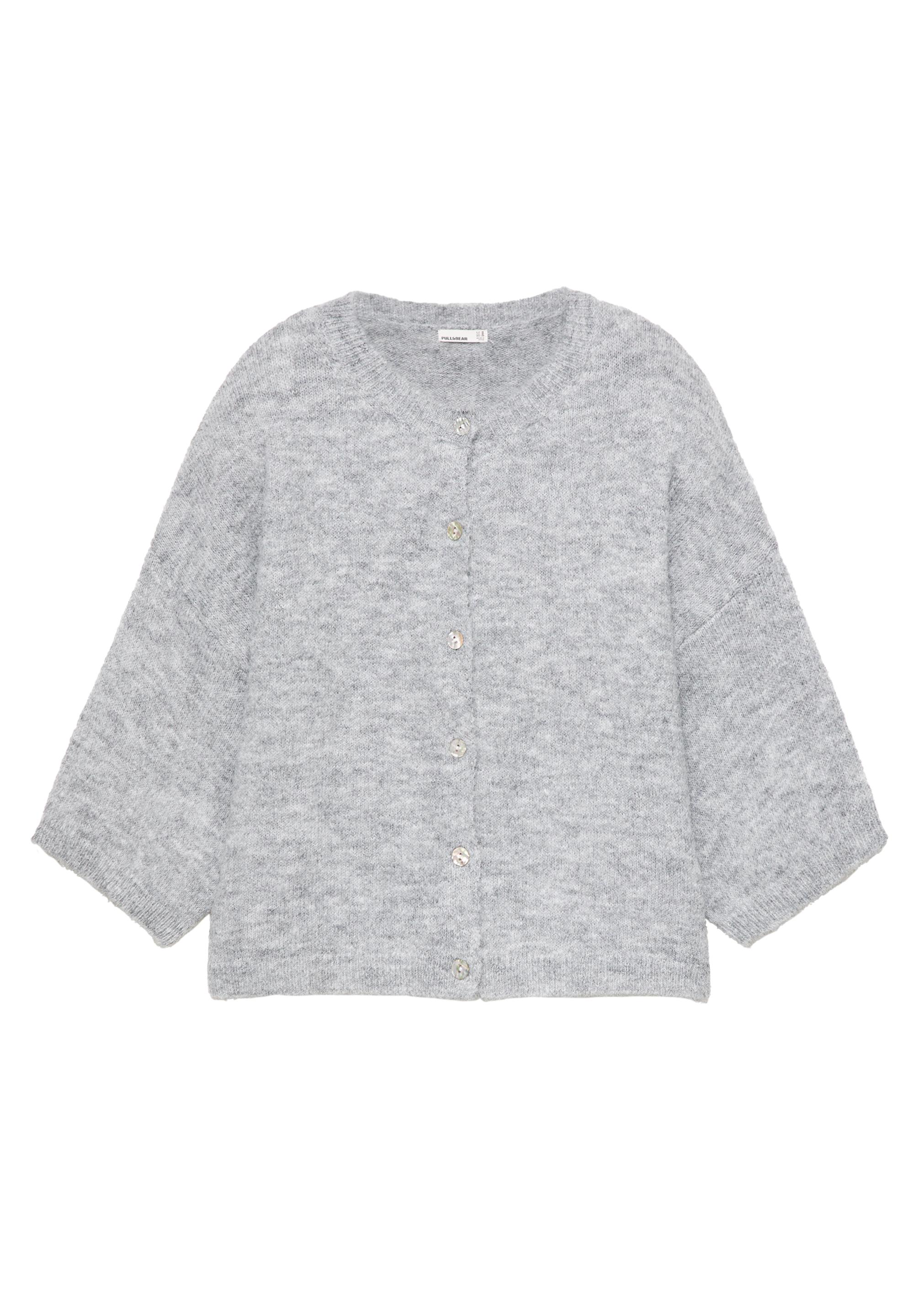 Short sleeve cardigan — Grey marl