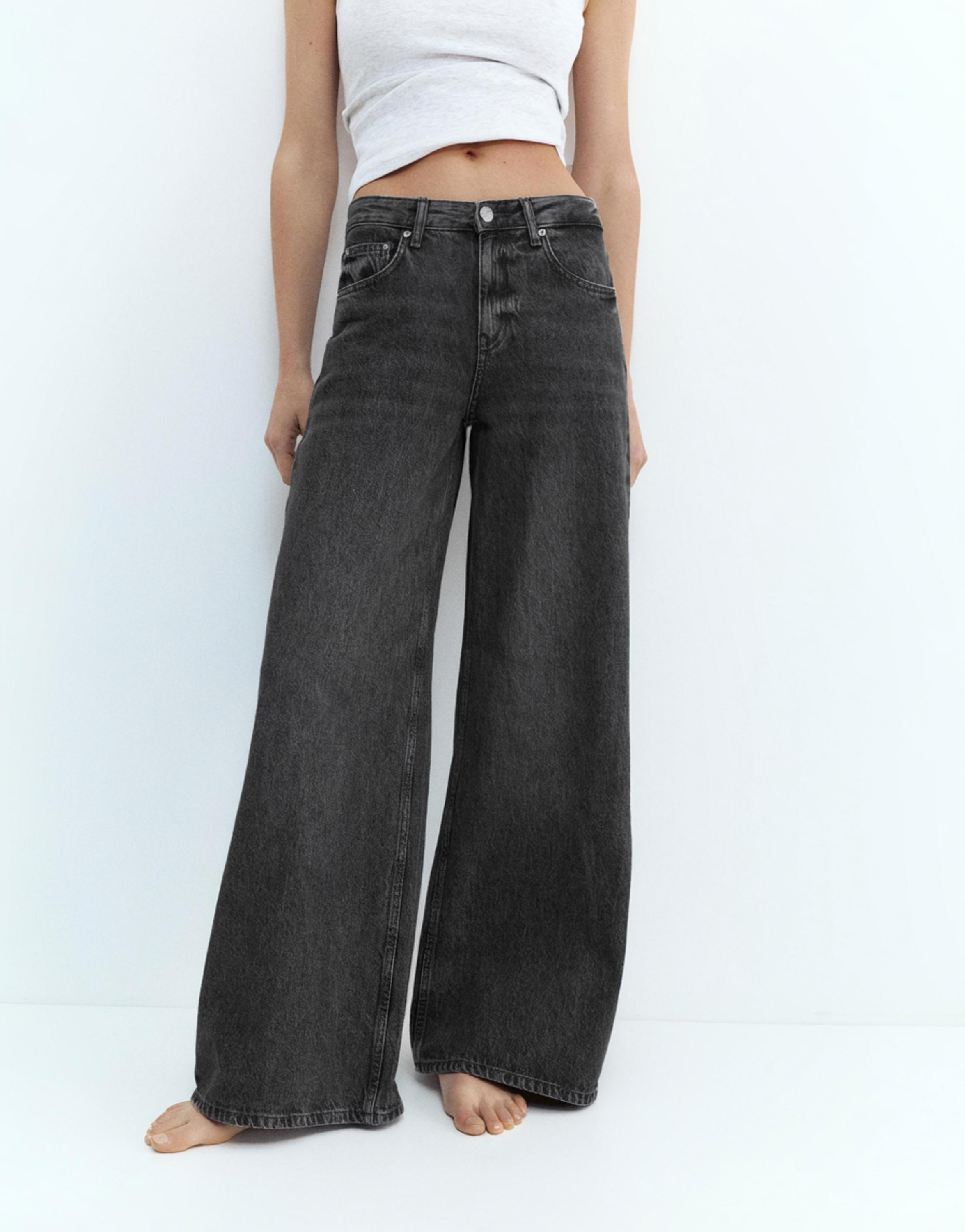 Low-rise wide-leg jeans — Medium grey