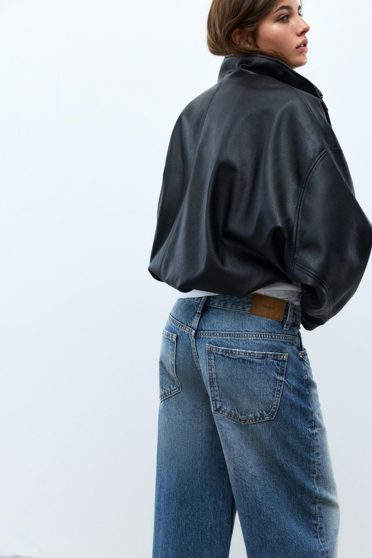 Baggy jeans with turn-up hems — Medium blue