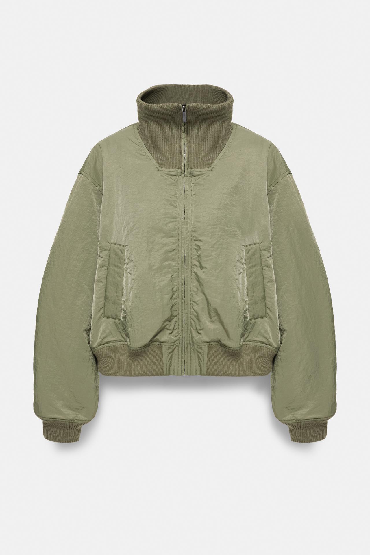 Oversize high neck bomber jacket — Khaki