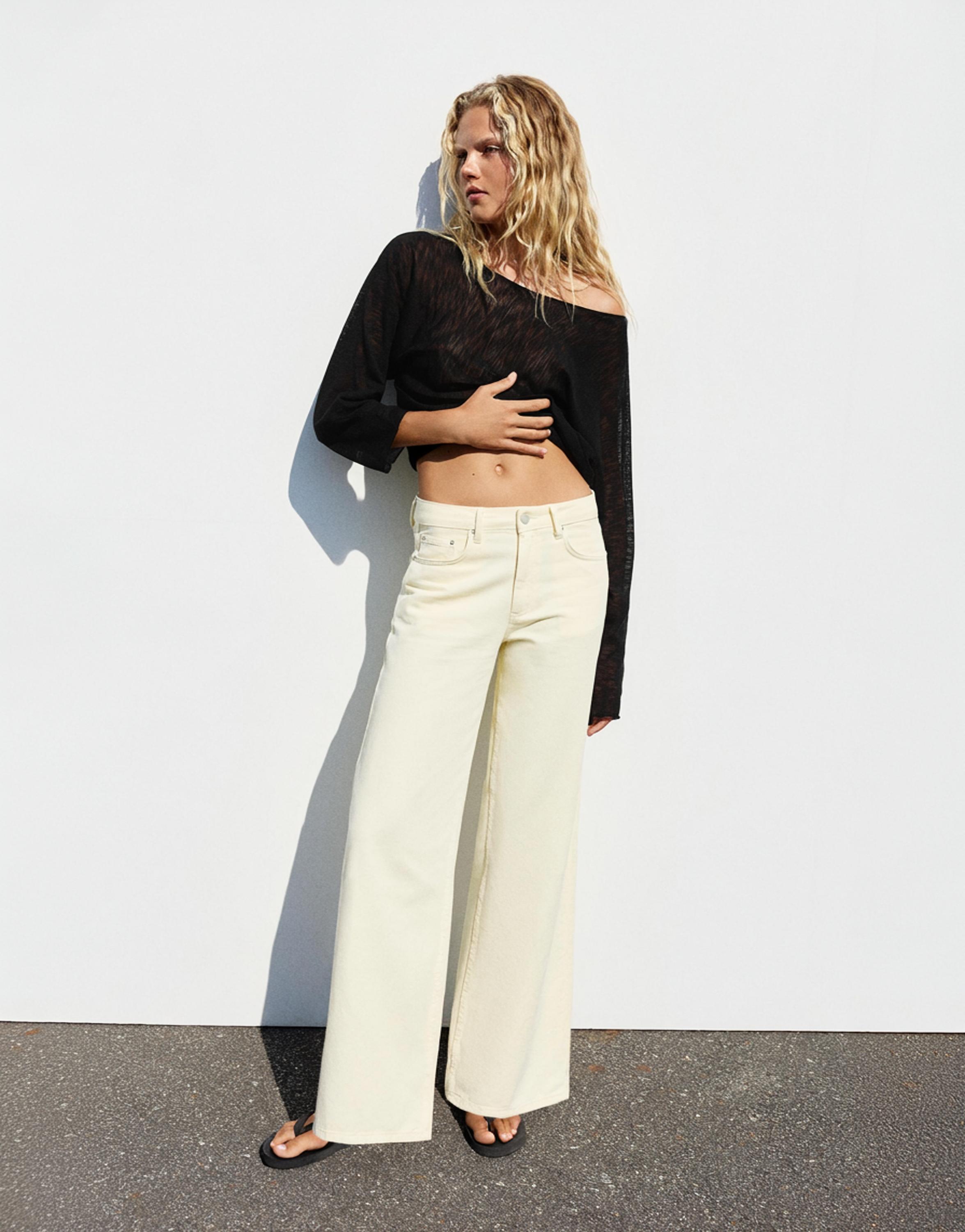 Fine knit asymmetric T-shirt — Black
