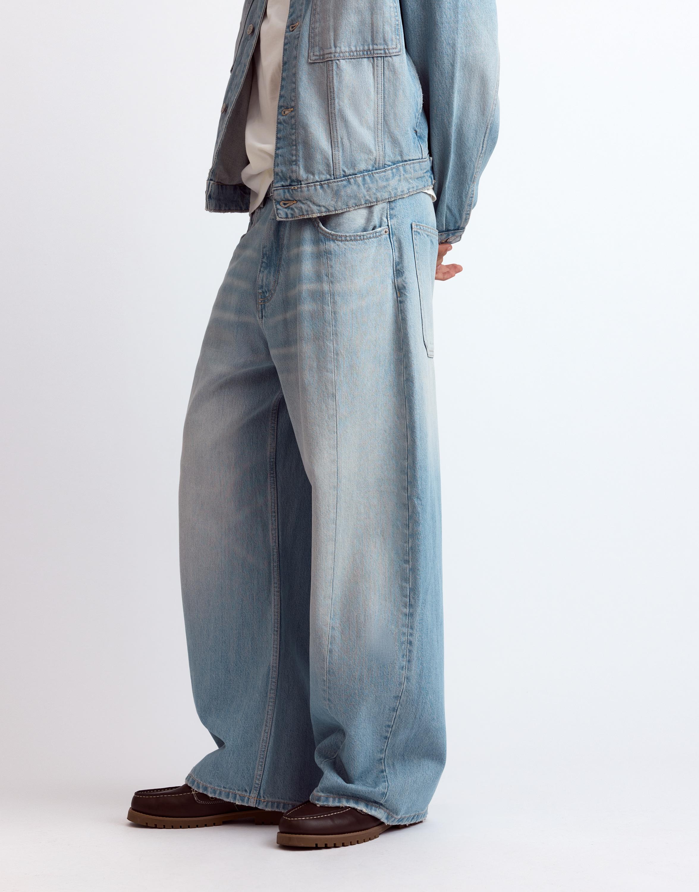 Pull&Bear Diyelimkiş detaylı barrel jean görsel 7