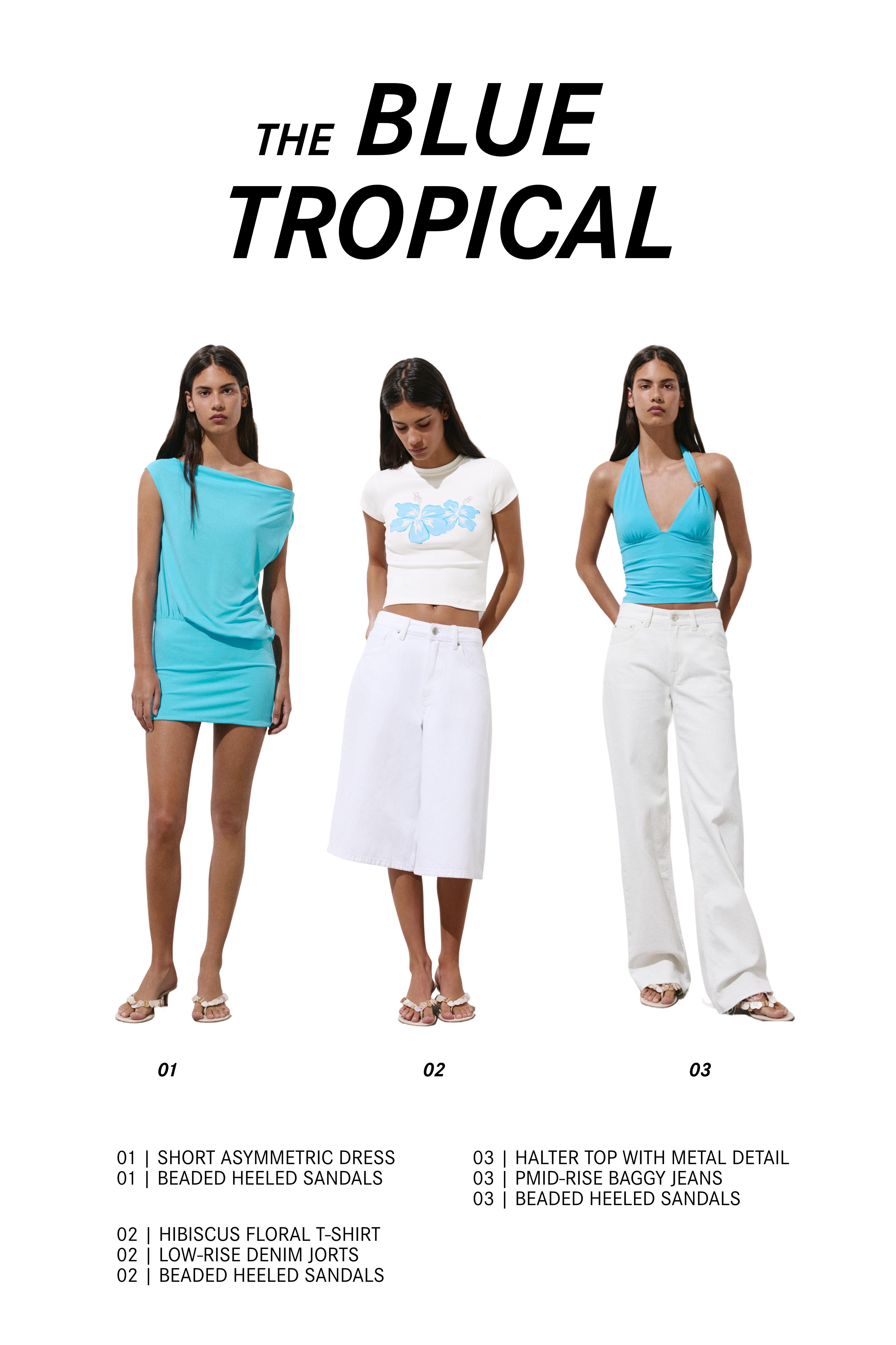 Short asymmetric dress — Turquoise