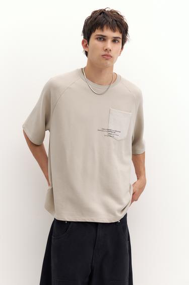T-shirt with pocket and slogan — Sand 1