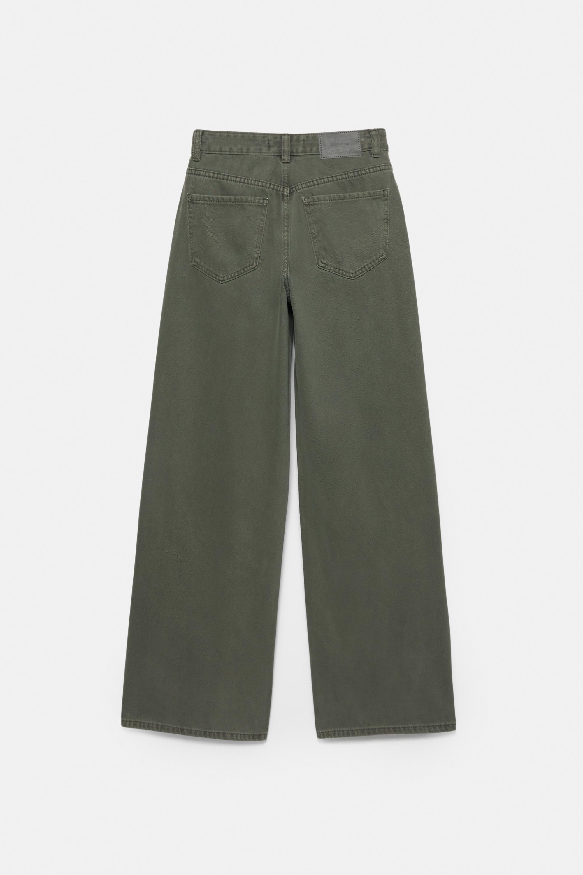 High-waist wide-leg jeans — Khaki