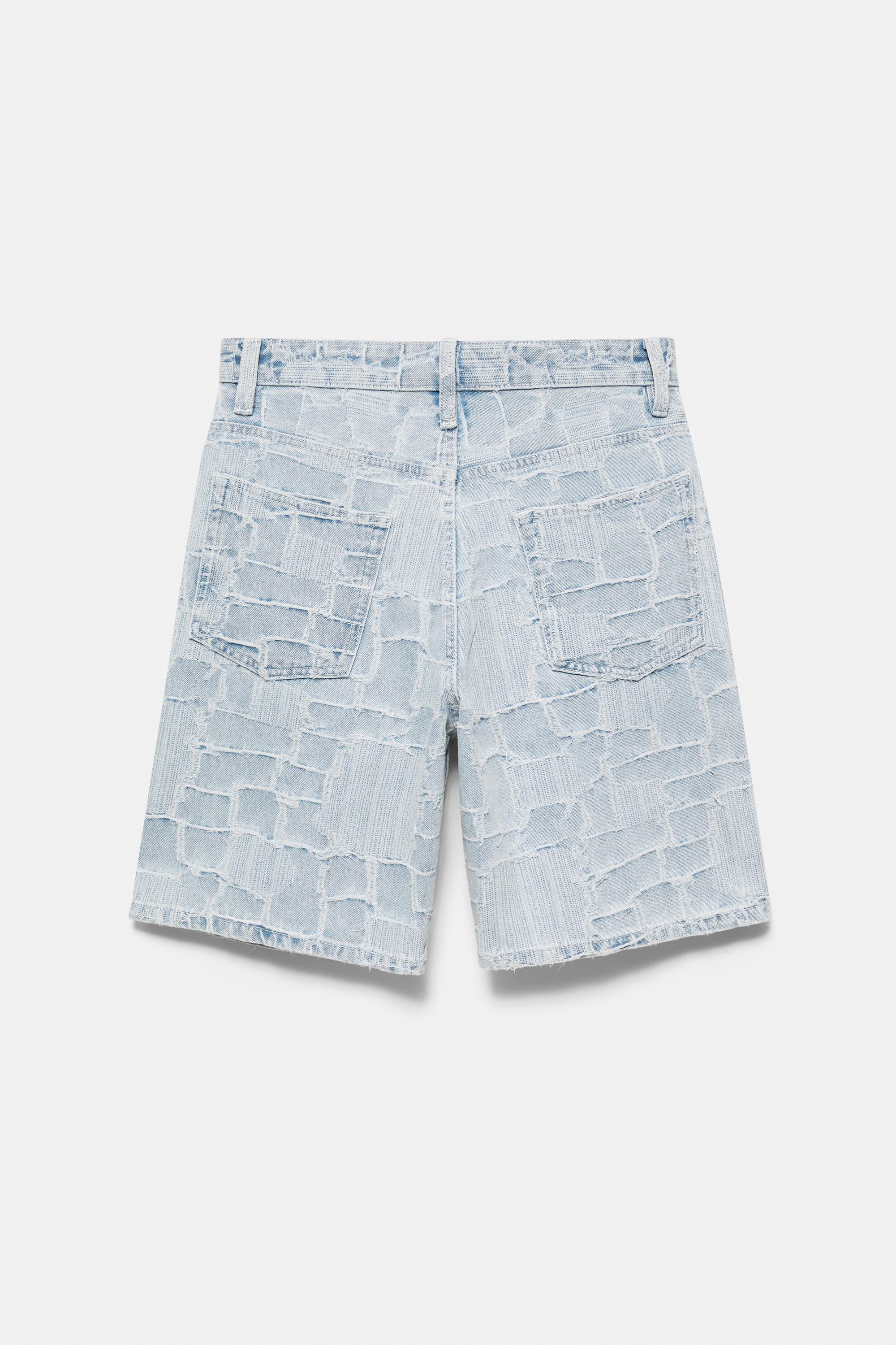 Jacquard denim Bermuda shorts — Pale indigo
