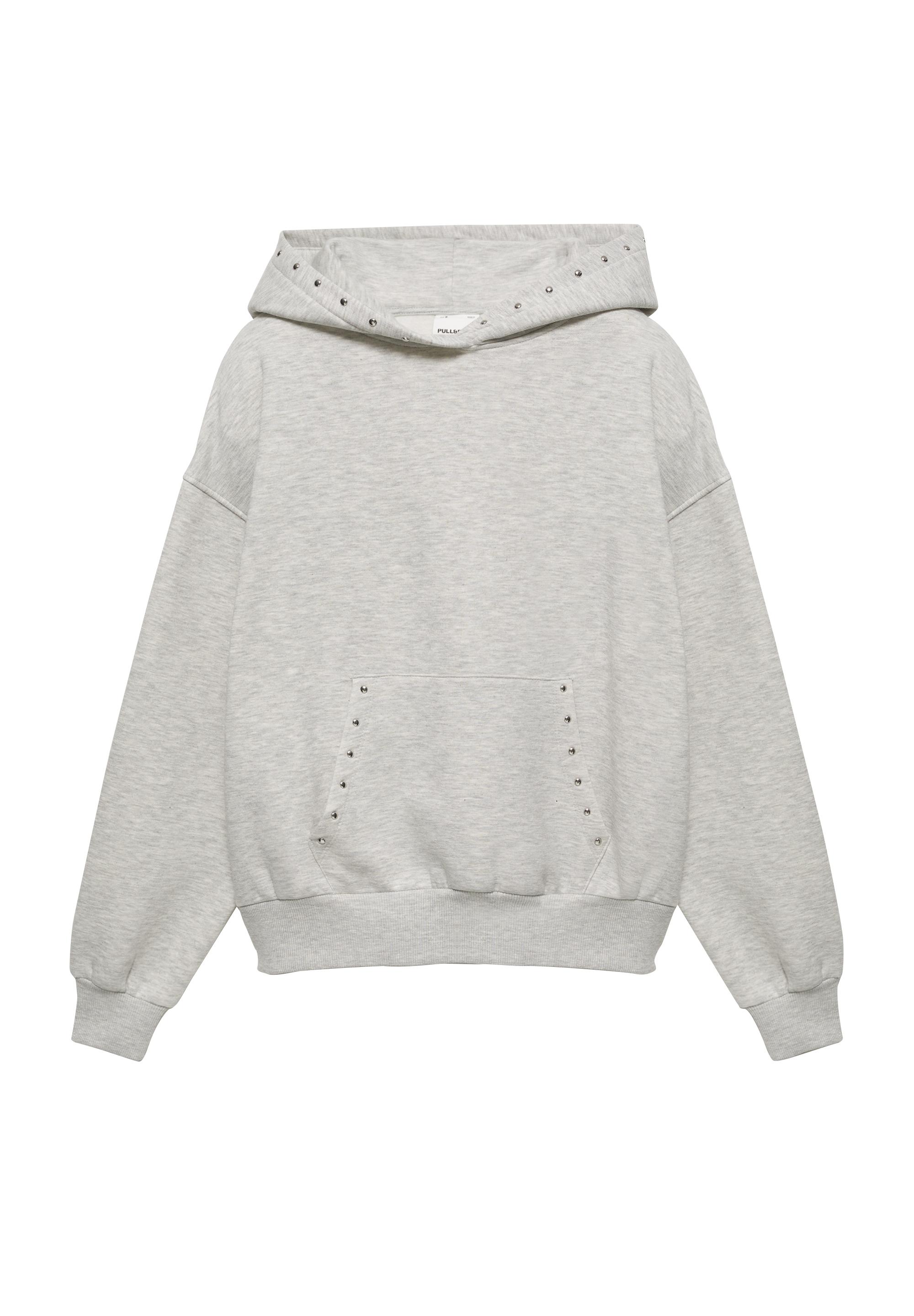 Studded hoodie — Grey marl