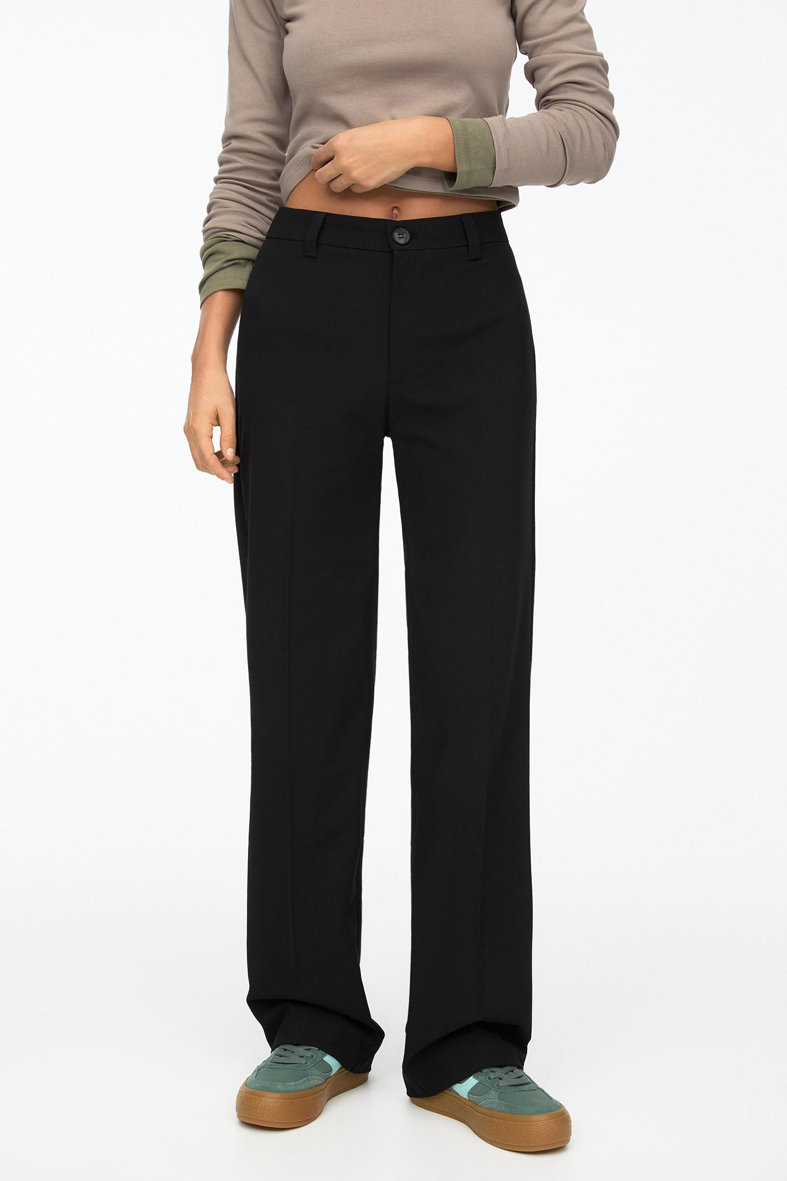 Smart high-waist straight-leg trousers — Black
