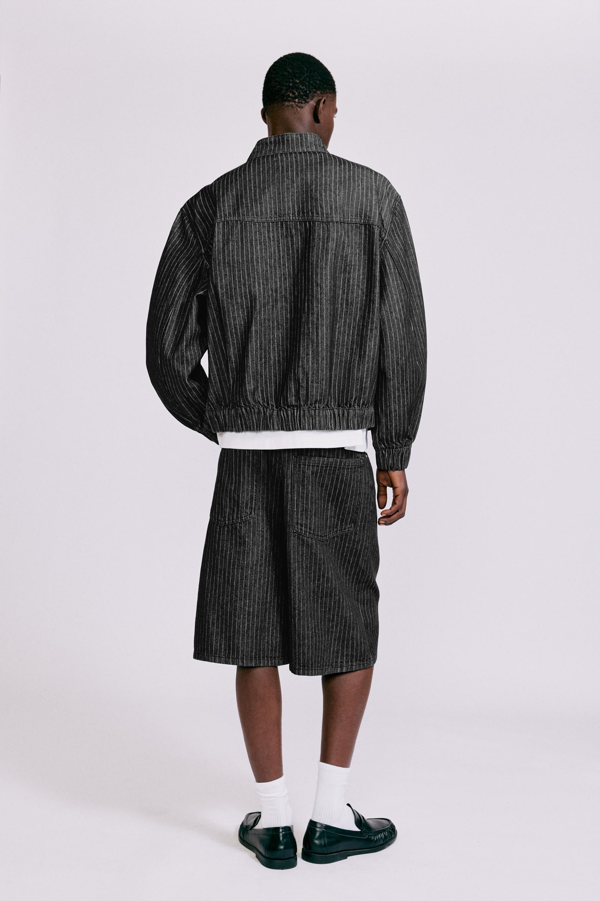 Pinstripe skater denim Bermuda shorts — Black
