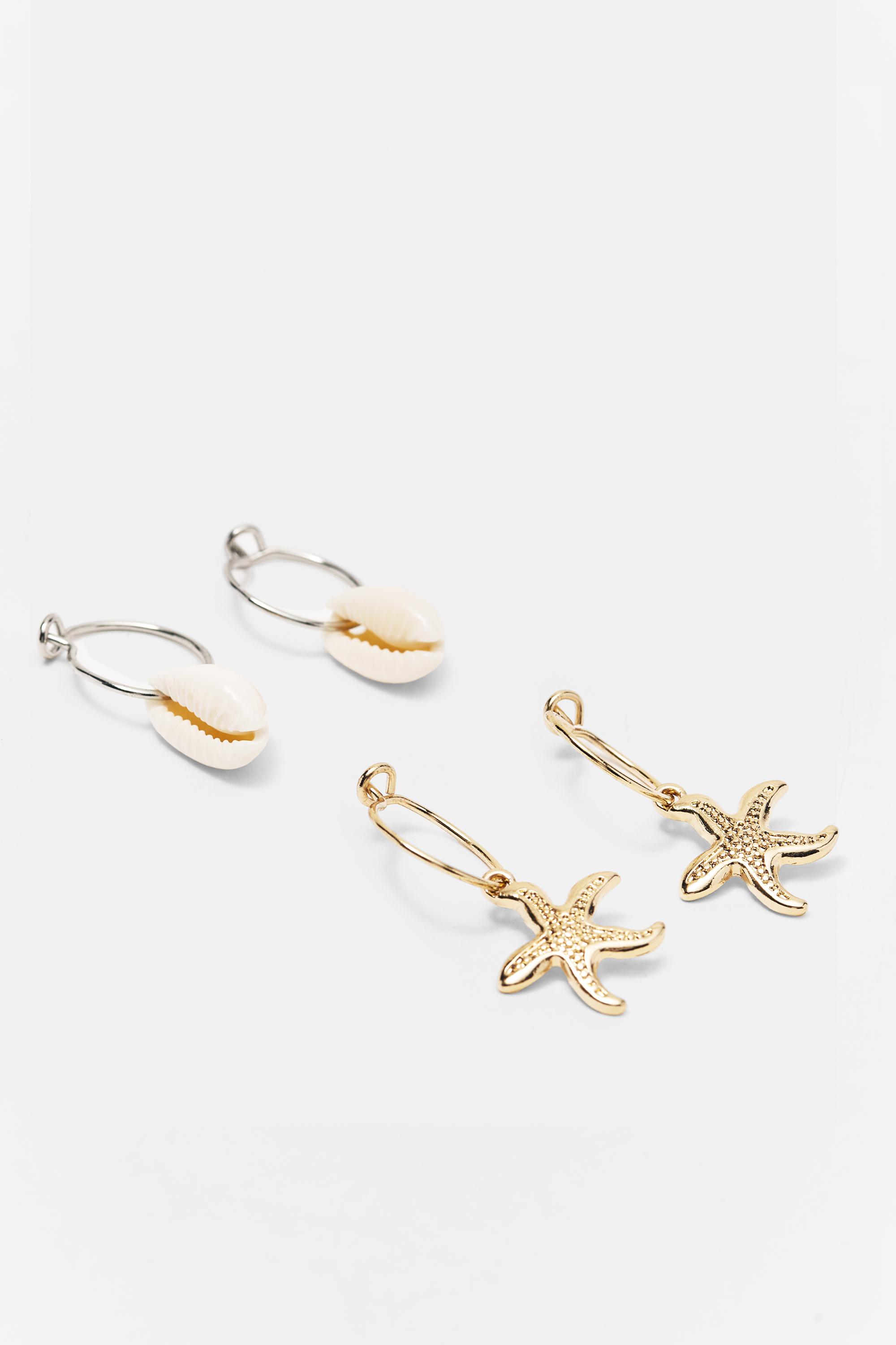 Pack of 4 seashell earrings — Gold