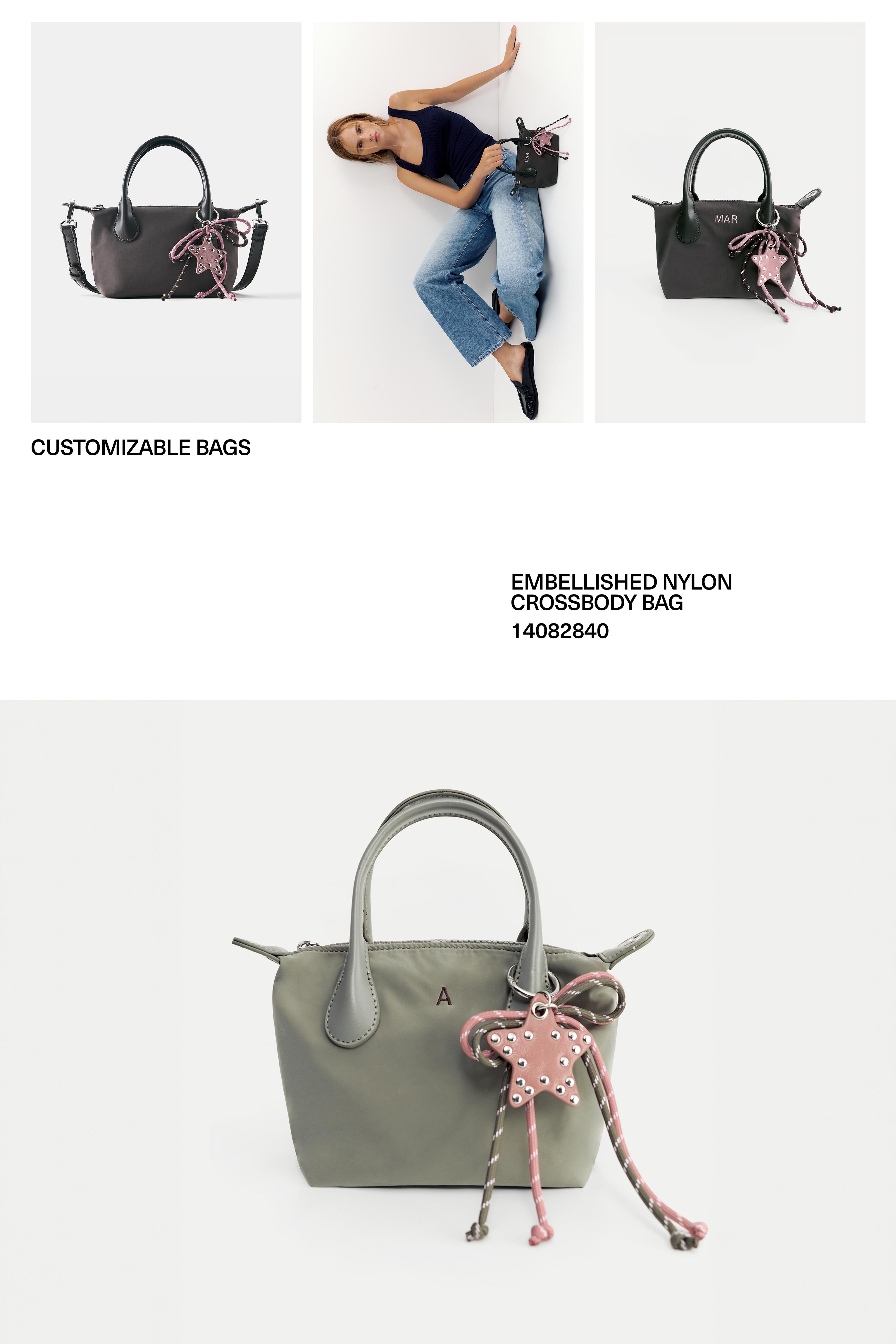 Embellished nylon crossbody bag — Brown
