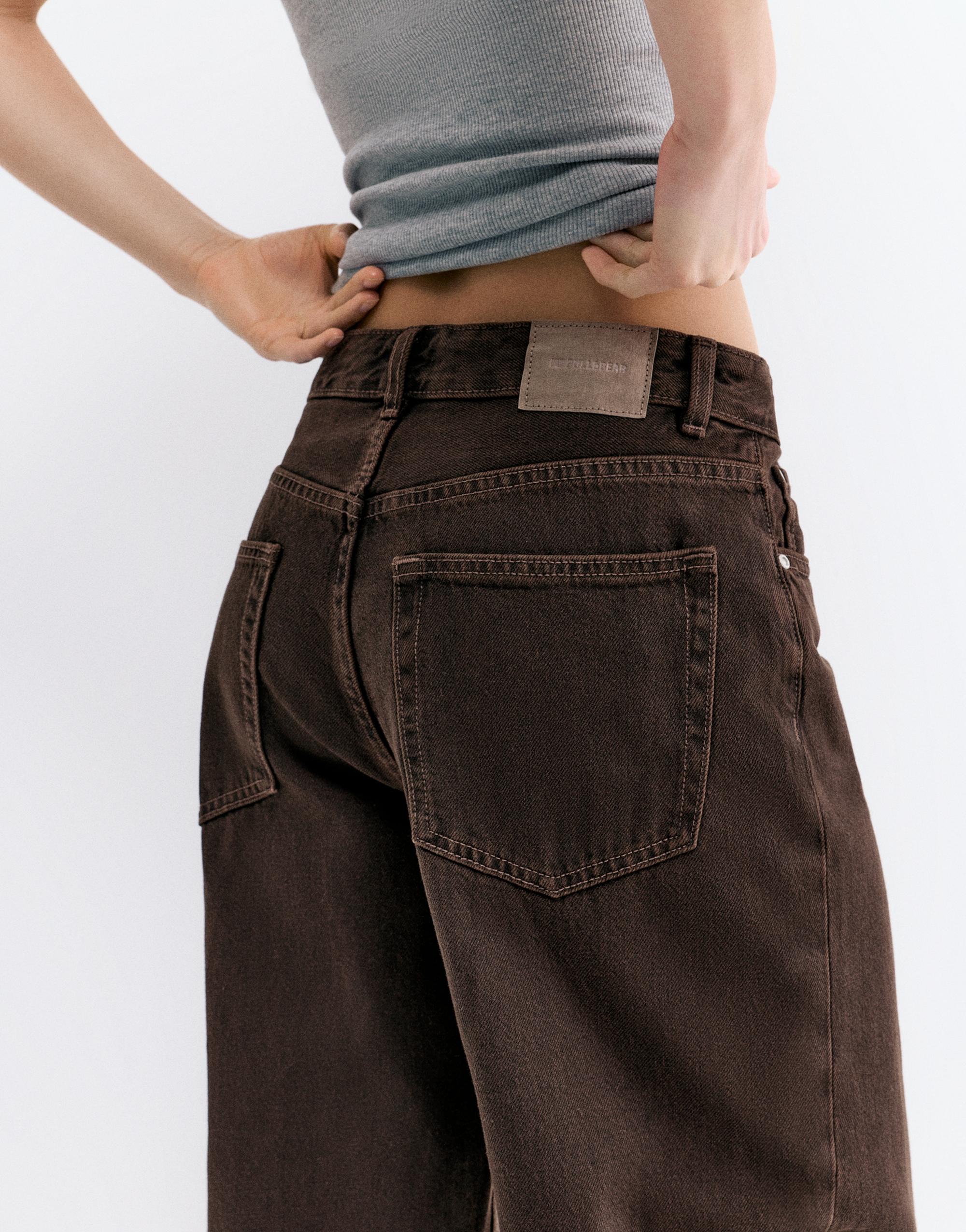 Mid-rise baggy jeans — Brown