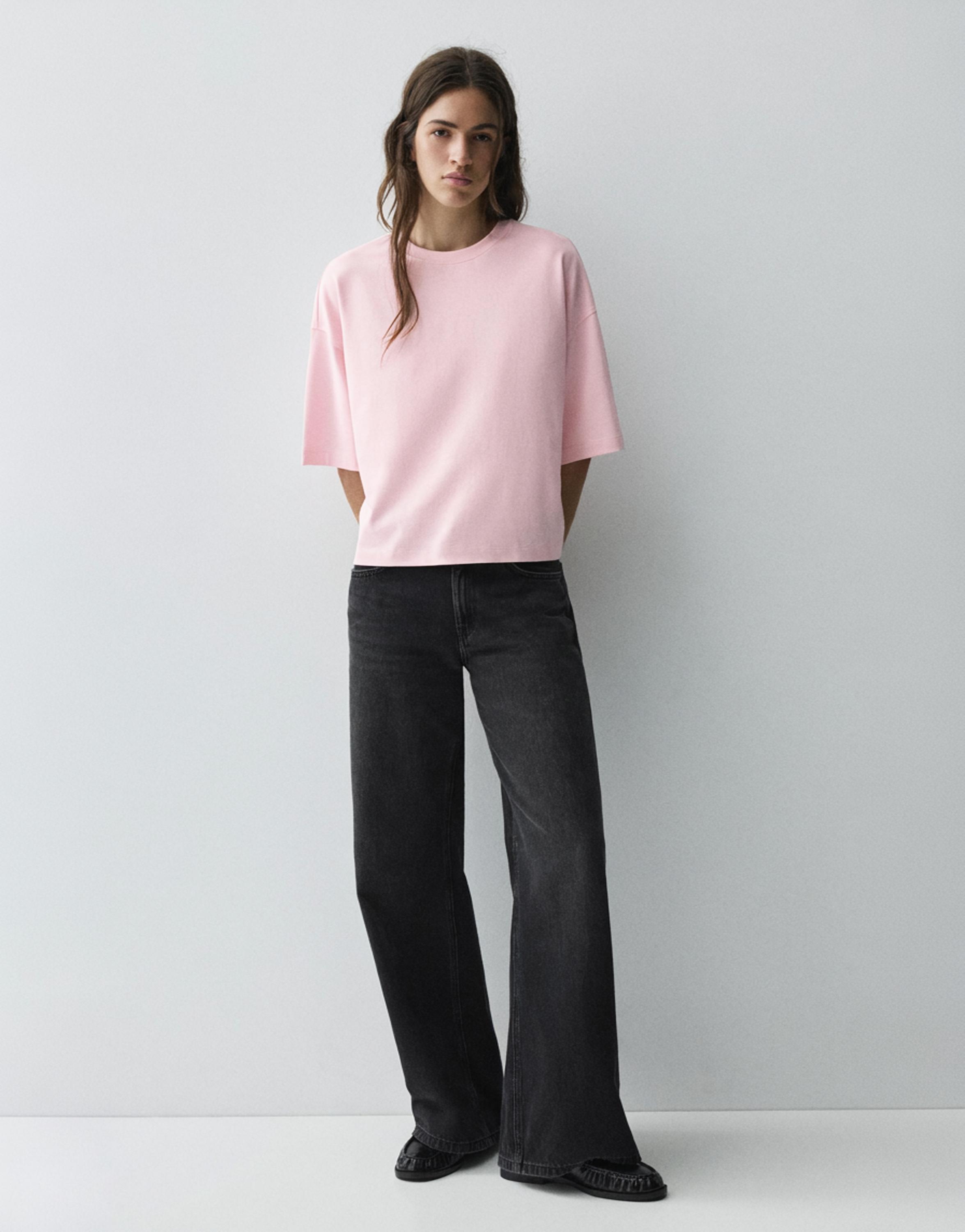 Boxy fit short sleeve T-shirt — Pale pink