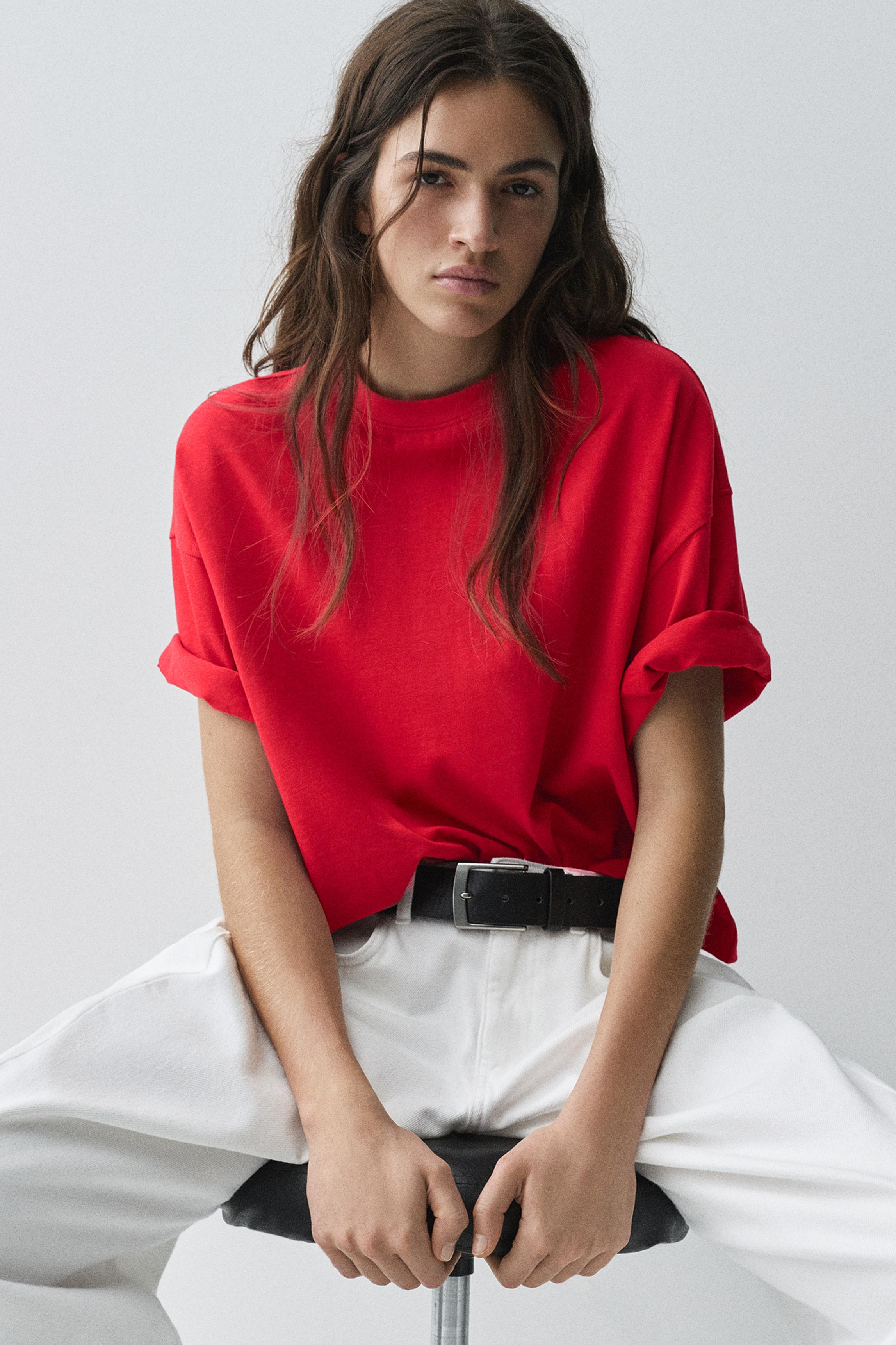 Boxy fit short sleeve T-shirt — Red