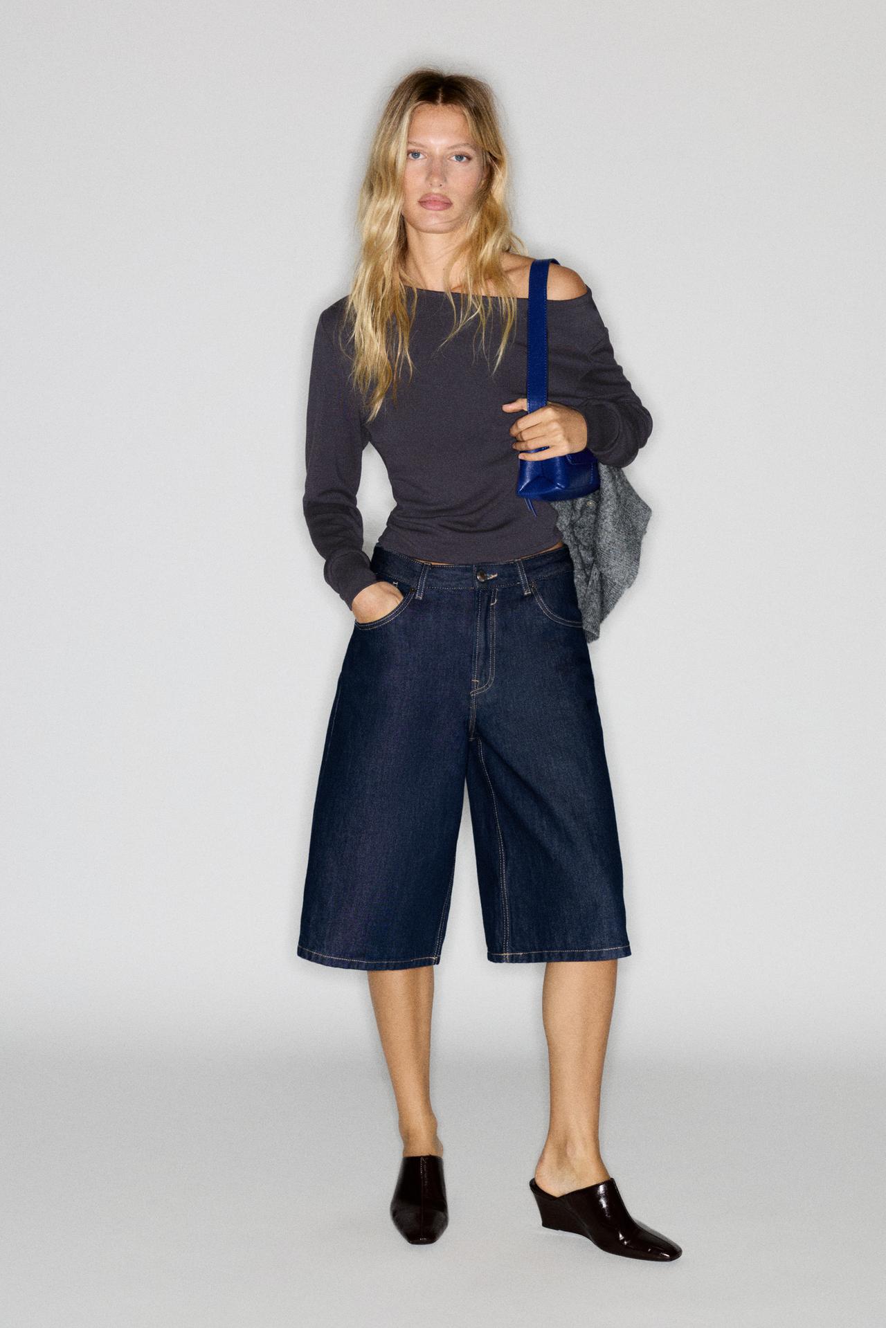 Asymmetric neckline top — Anthracite grey
