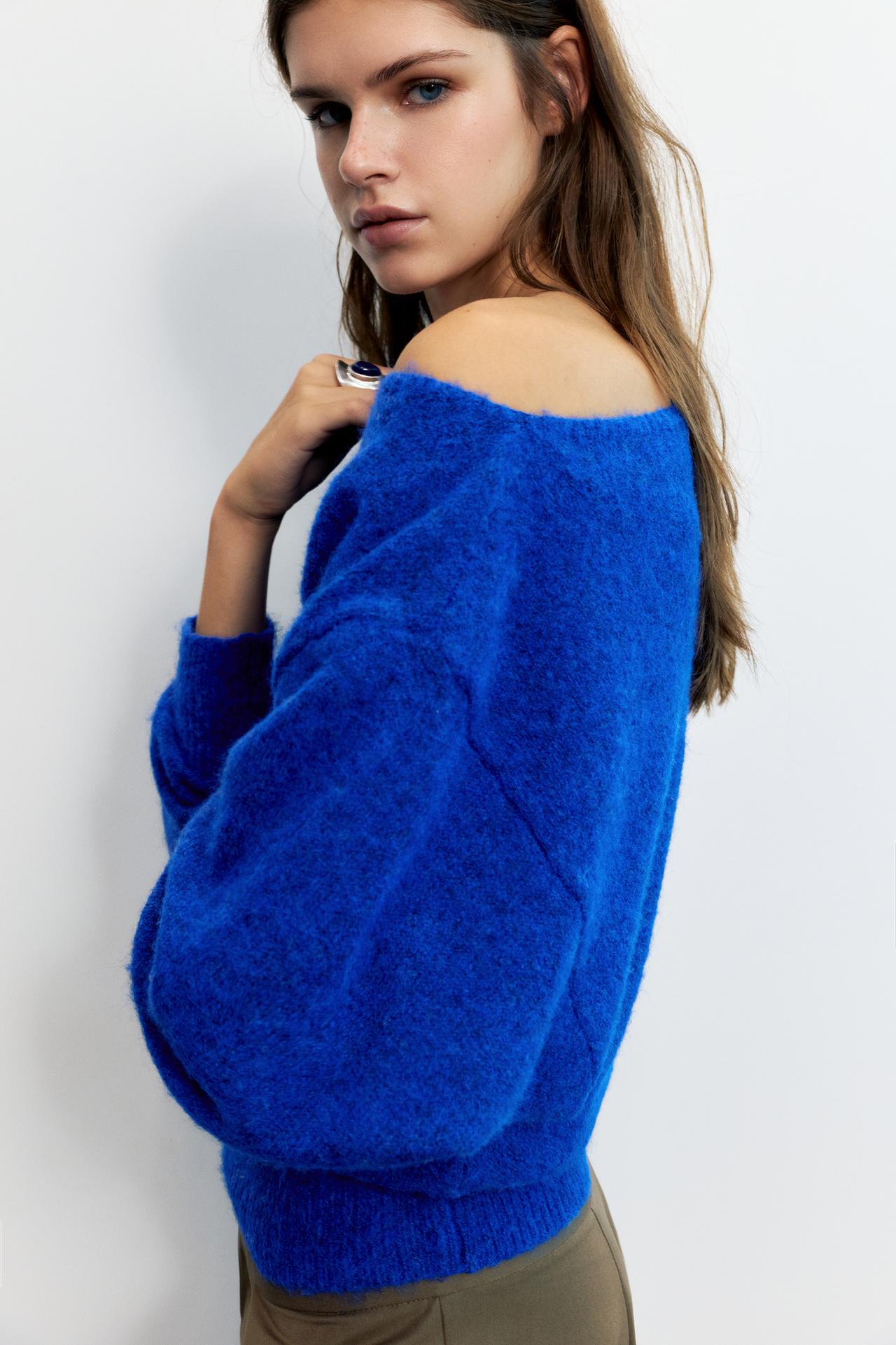 Asymmetric knit jumper — Deep blue
