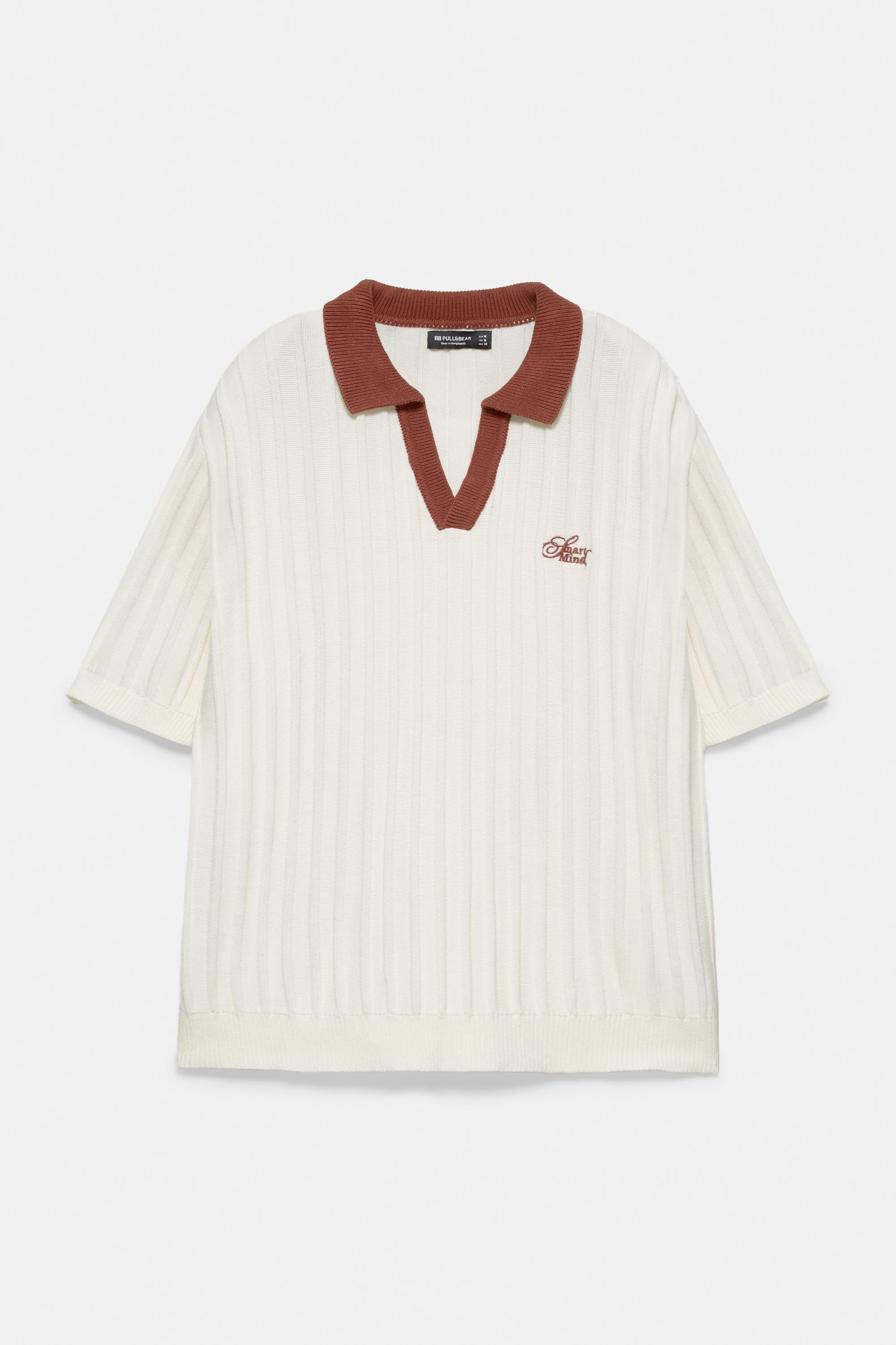 Contrast collar polo shirt — Off white