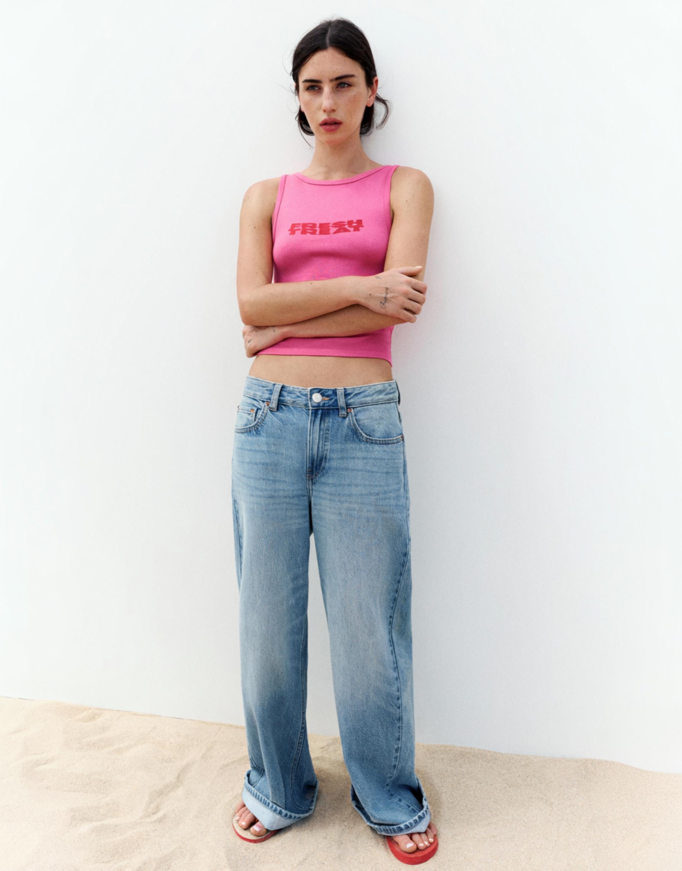 Pink graphic tank top — Pink