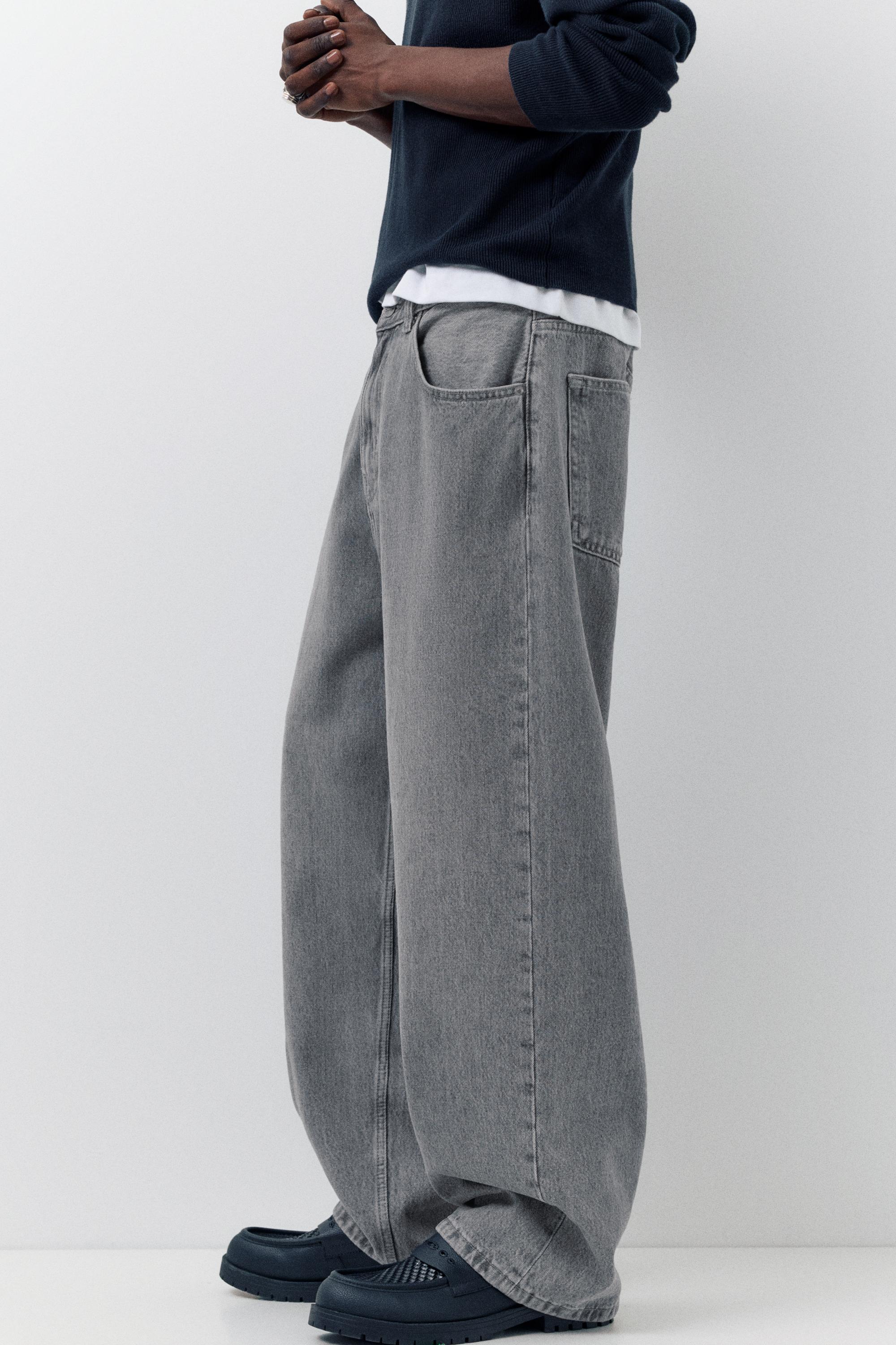 Relaxed fit baggy jeans — Pale grey
