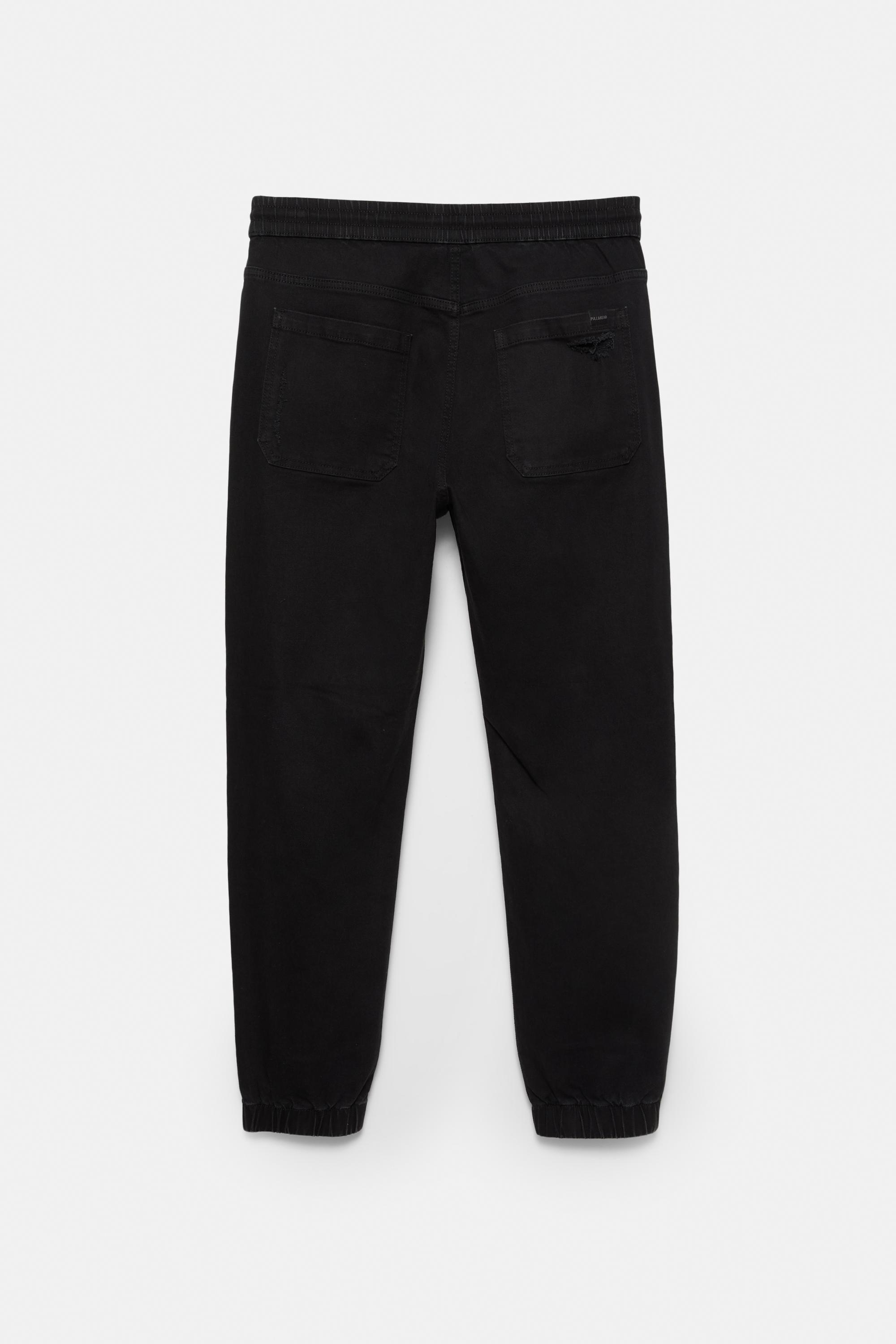 Ripped denim jogger trousers — Black