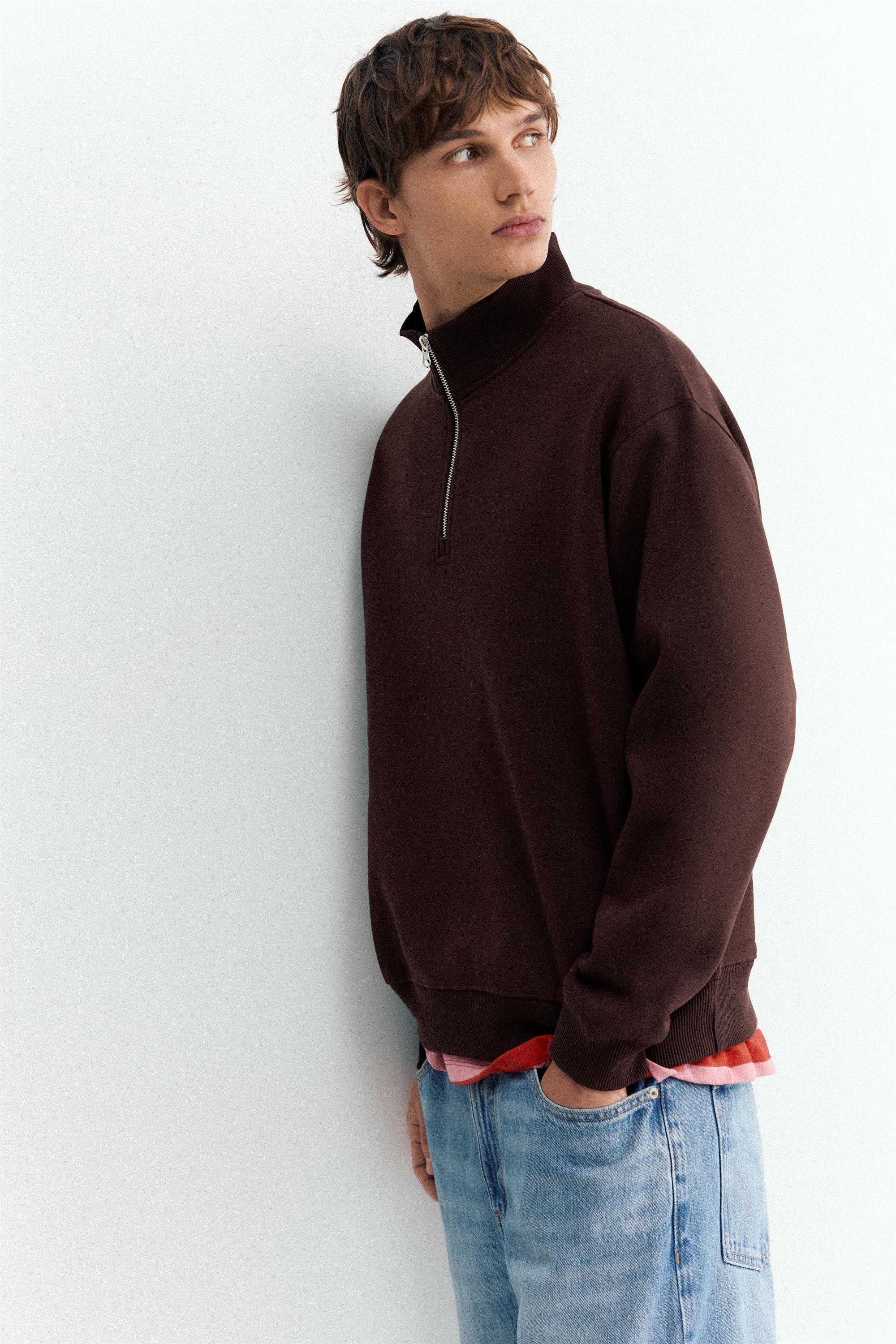 Quarter-zip sweatshirt — Brown