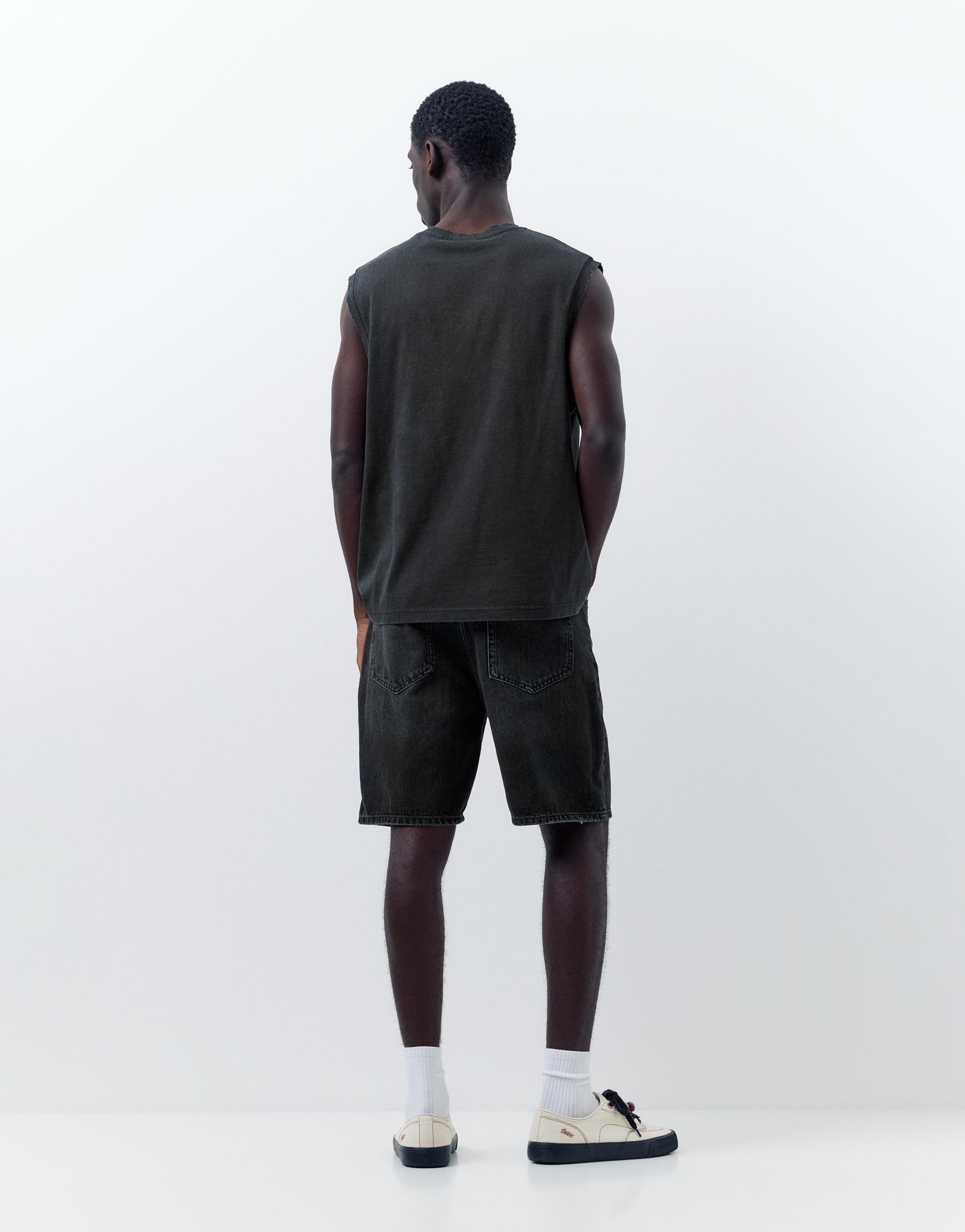 Standard denim Bermuda shorts — Faded black