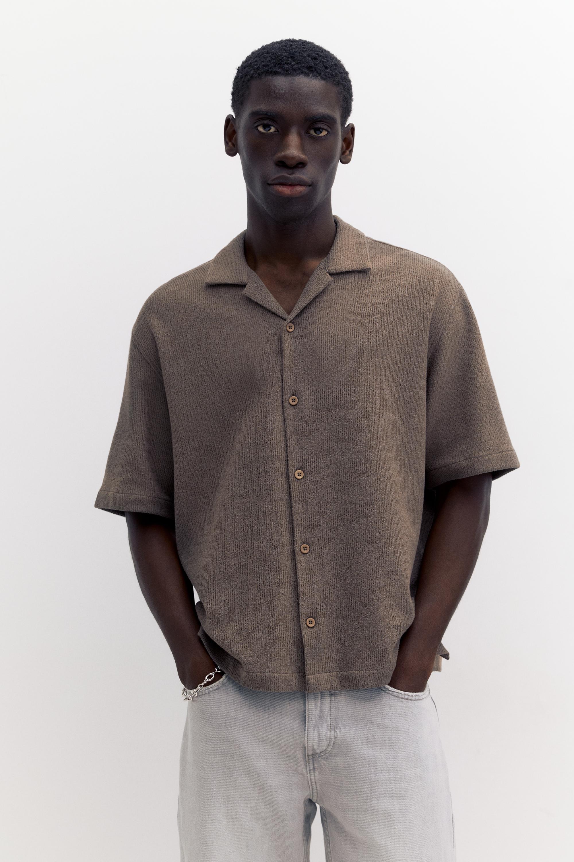 Terrycloth short sleeve shirt — Mole brown