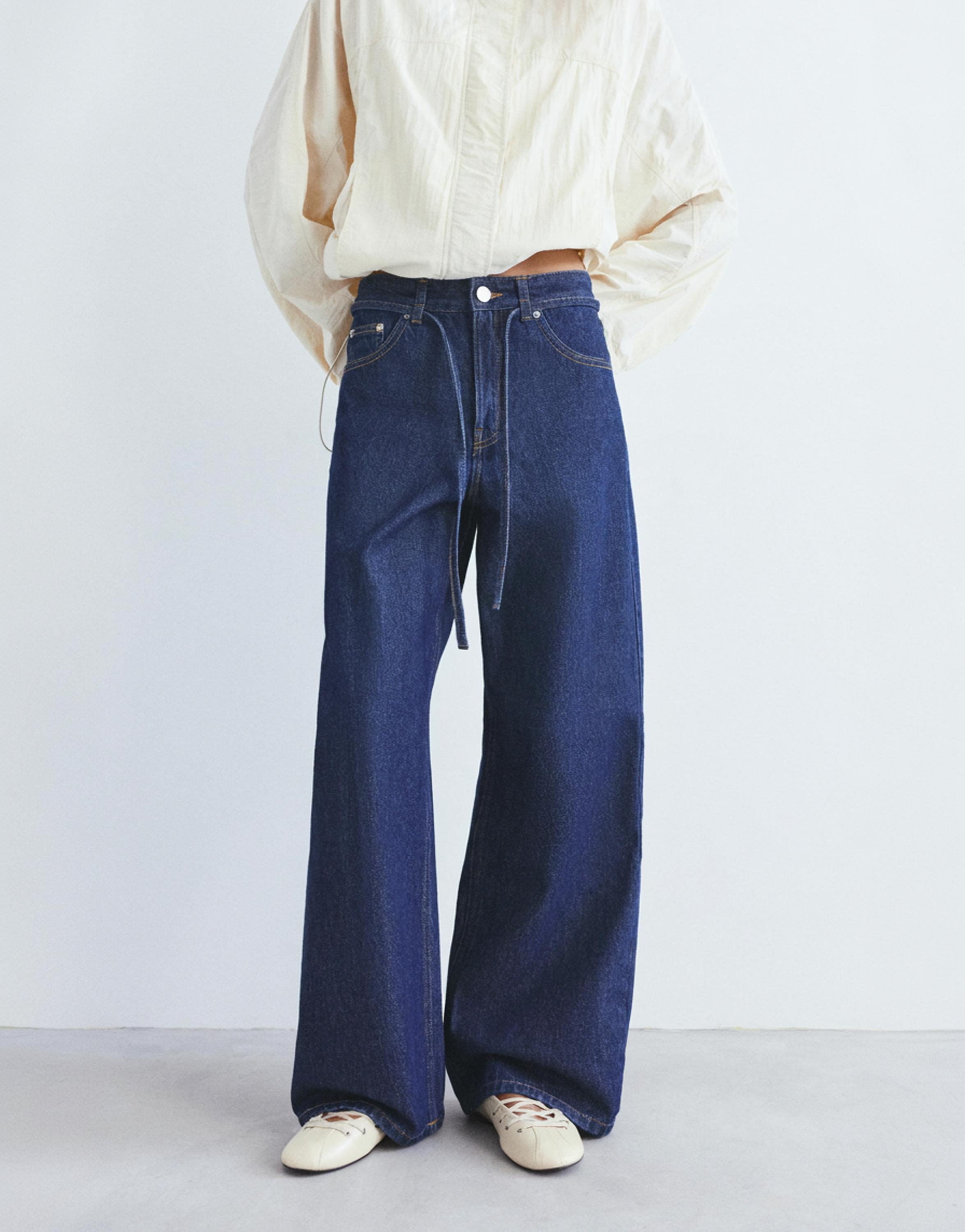 Baggy jeans with drawstring — Navy