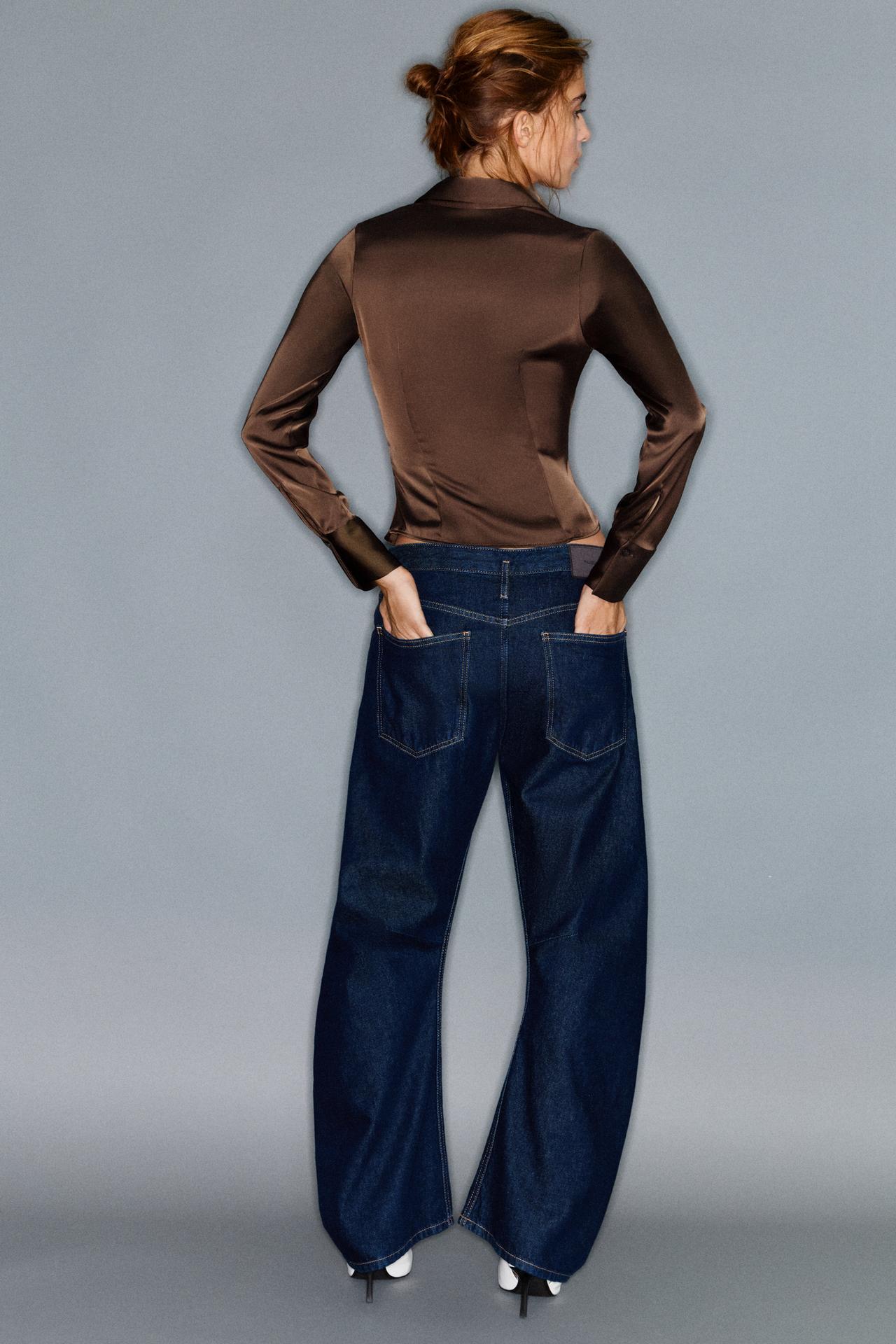 Fitted satin shirt — Brown