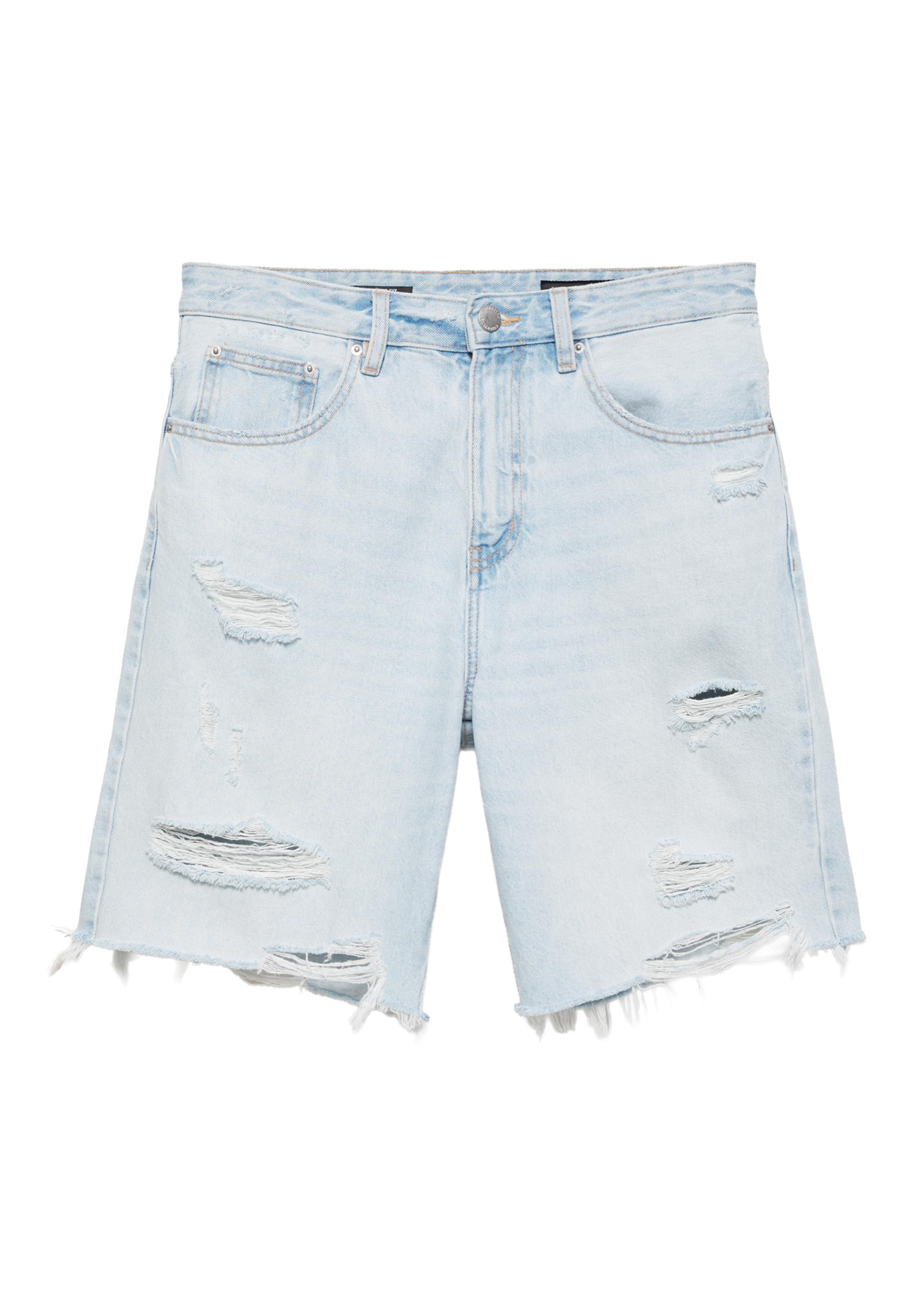 Straight-leg denim Bermuda shorts — Pale blue
