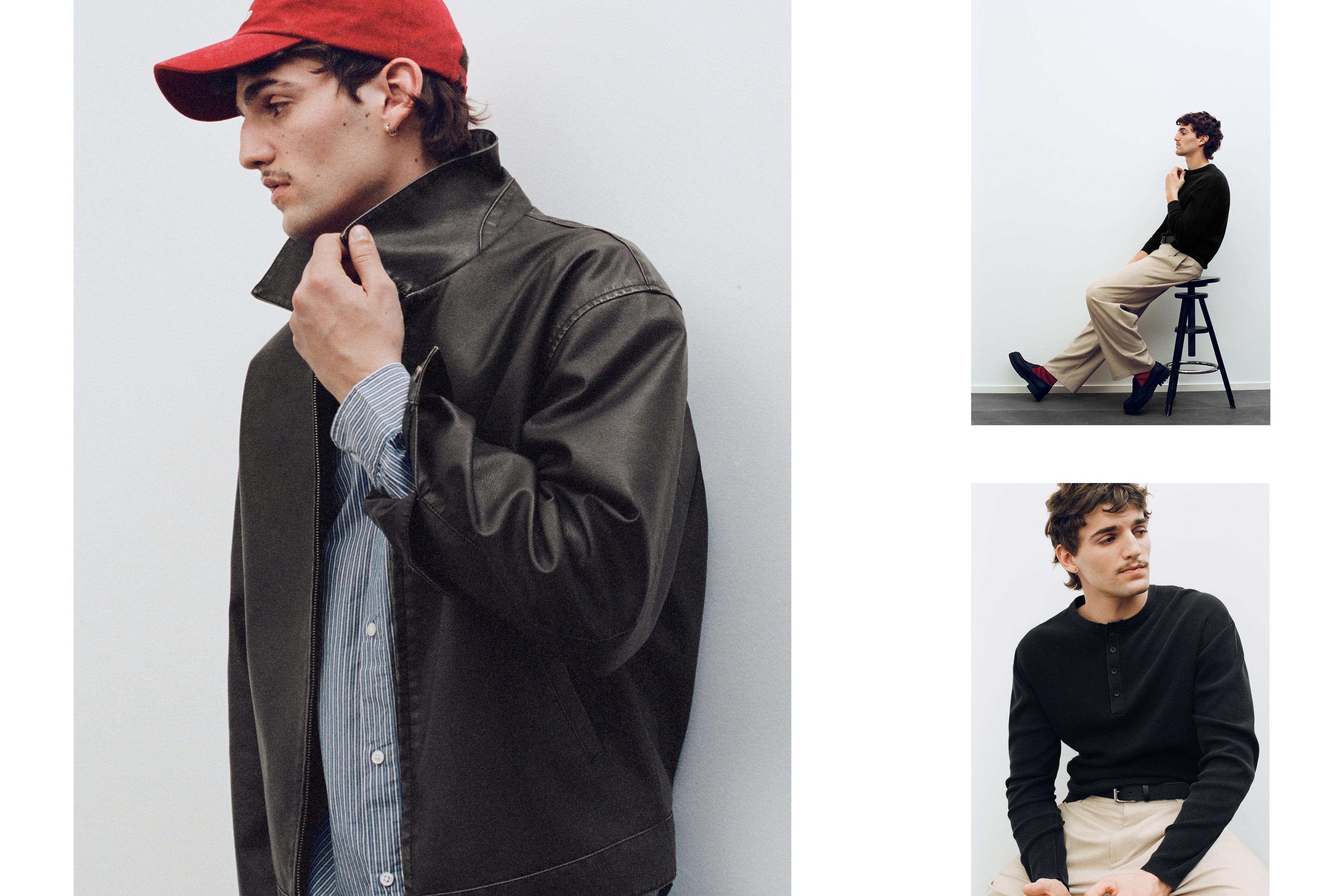 Washed faux leather jacket — Dark grey