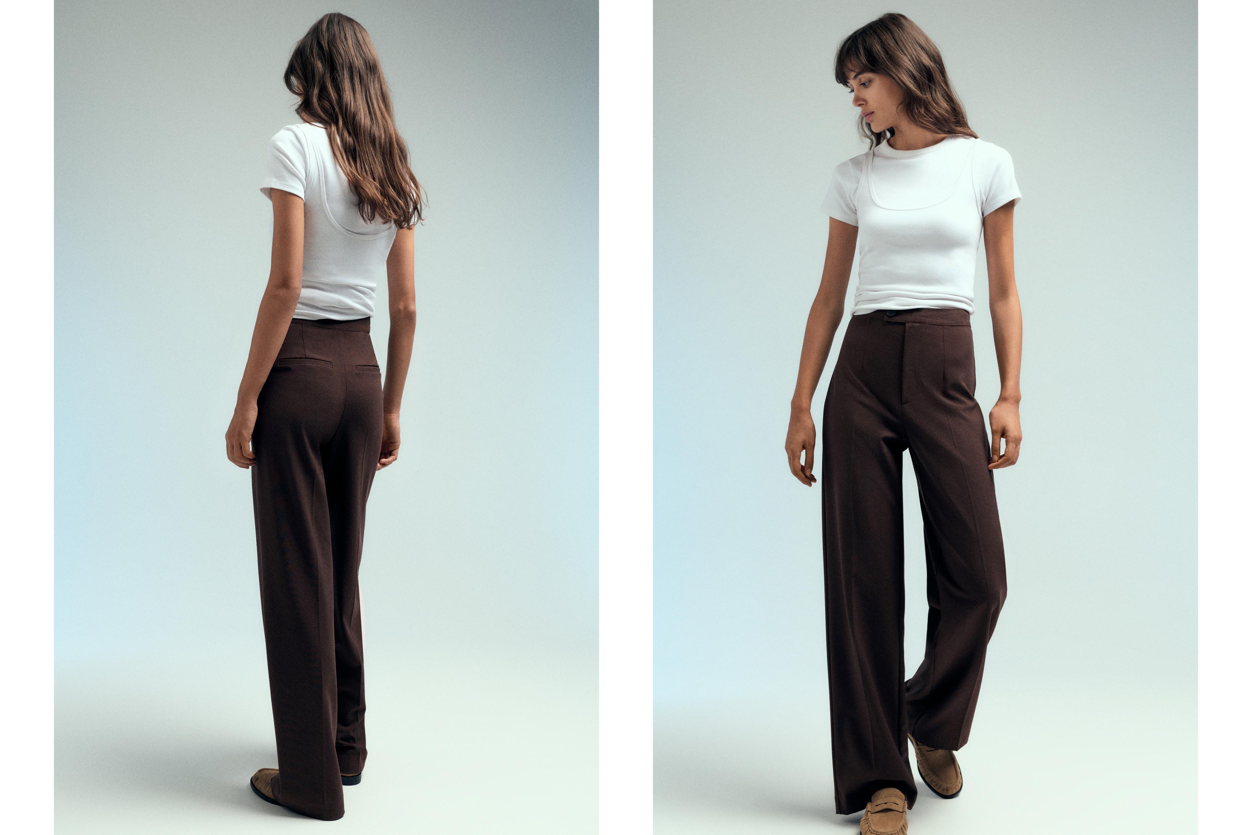 Straight-leg darted trousers — Brown