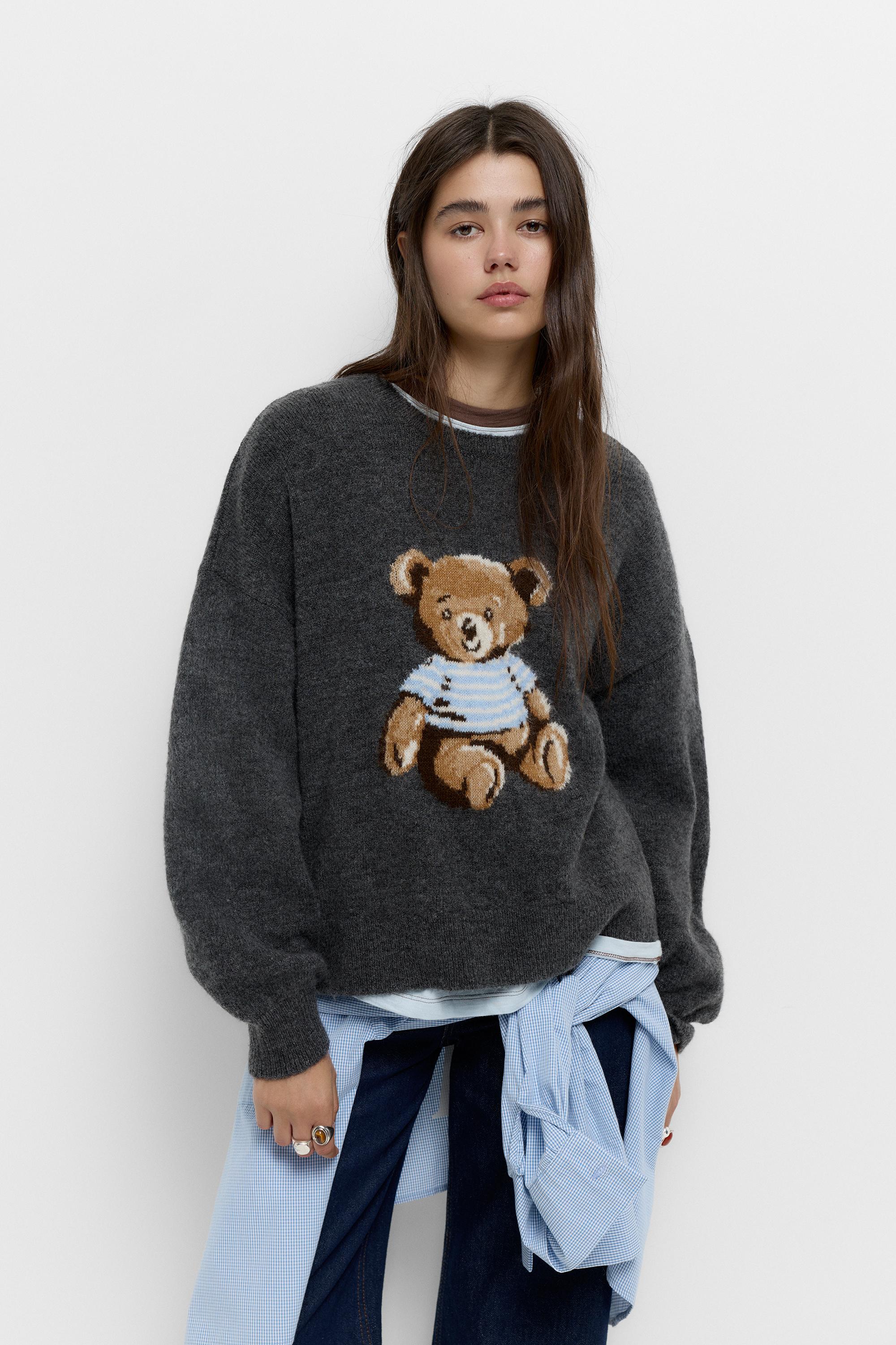 Pullover Mit Bärengrafik